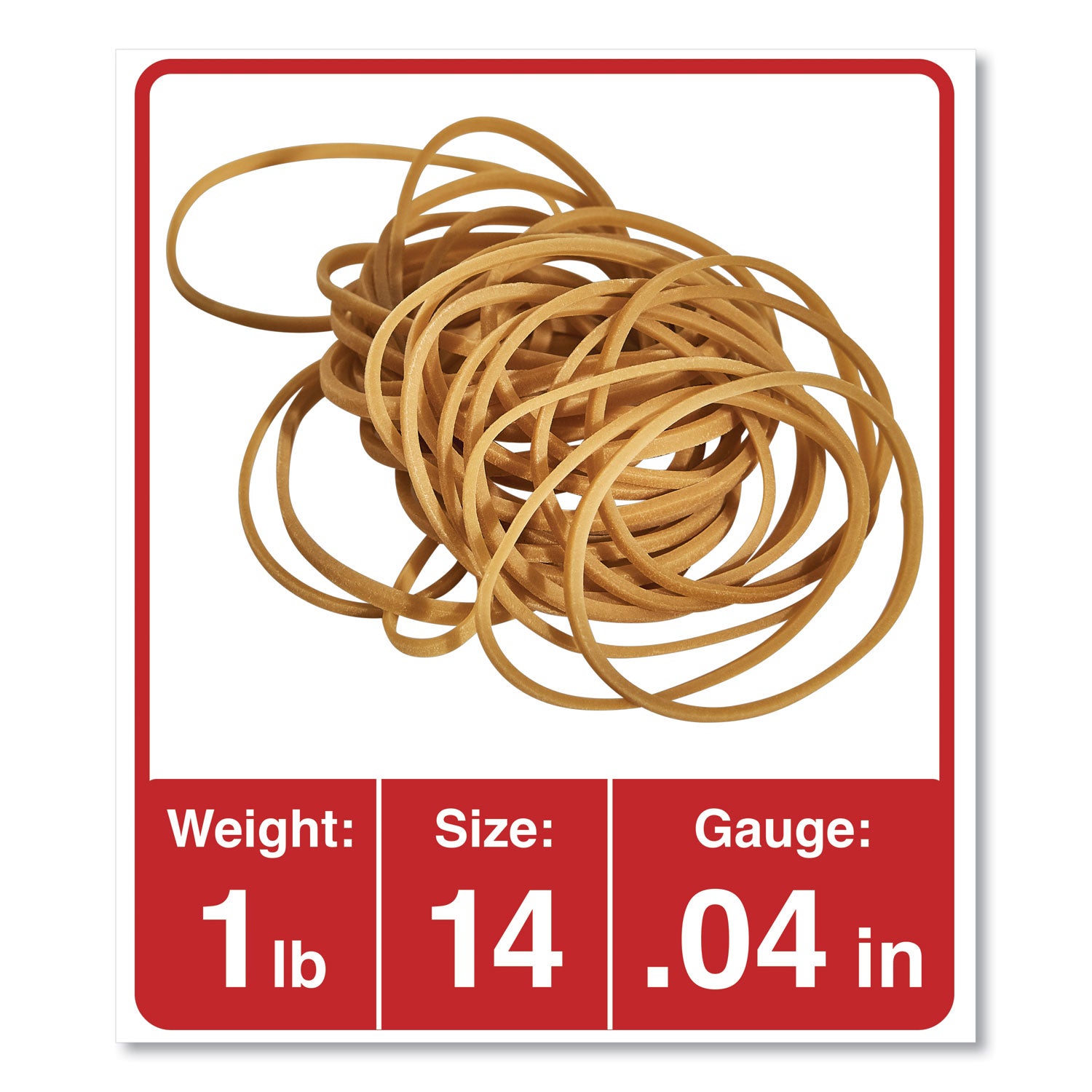 Rubber Bands, Size 14, 0.04" Gauge, Beige, 1 lb Box, 2,200/Pack -