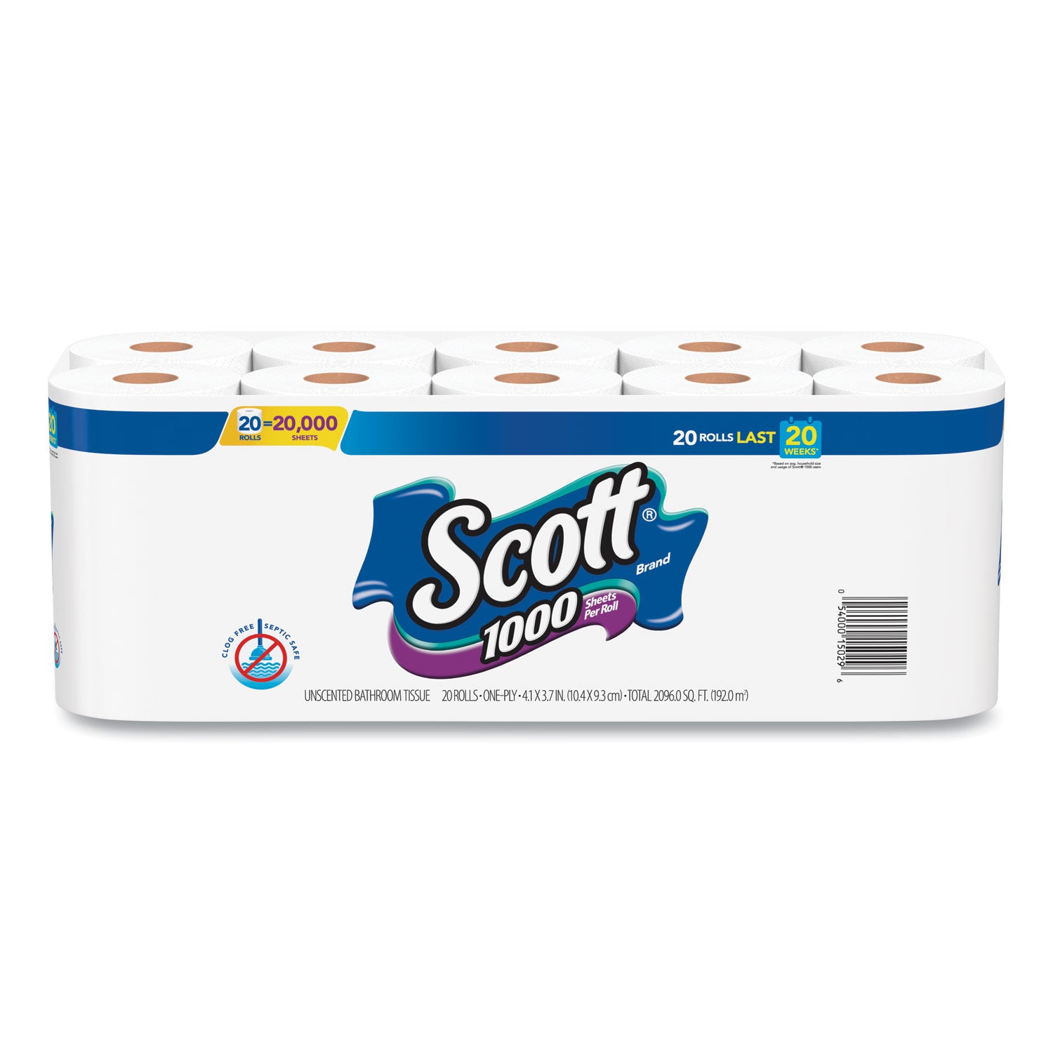 1000-bathroom-tissue-septic-safe-1-ply-white-1000-sheet-roll-20-pack_kcc20032 - 1
