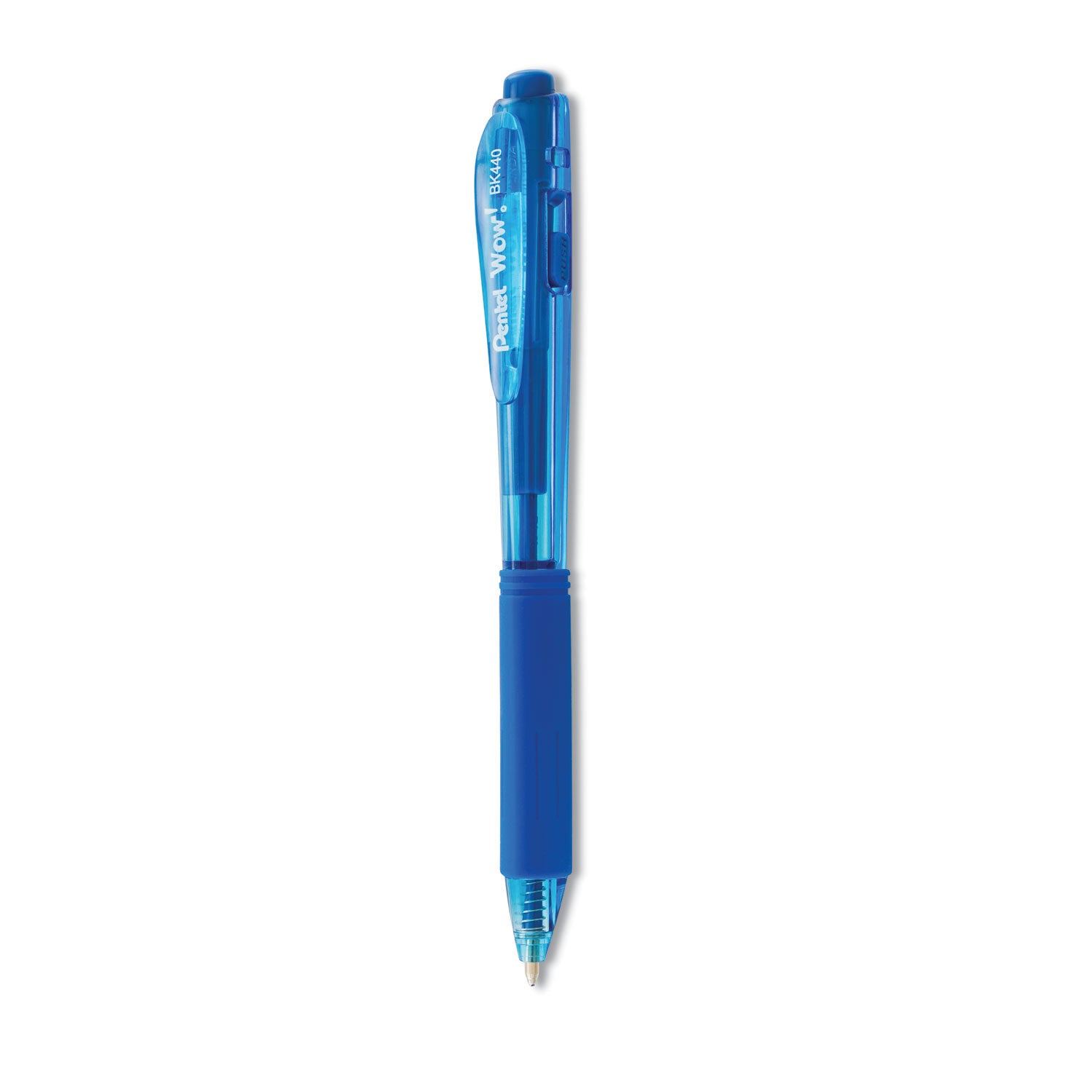 WOW! Ballpoint Pen, Retractable, Medium 1 mm, Blue Ink, Translucent Blue/Blue Barrel, Dozen -