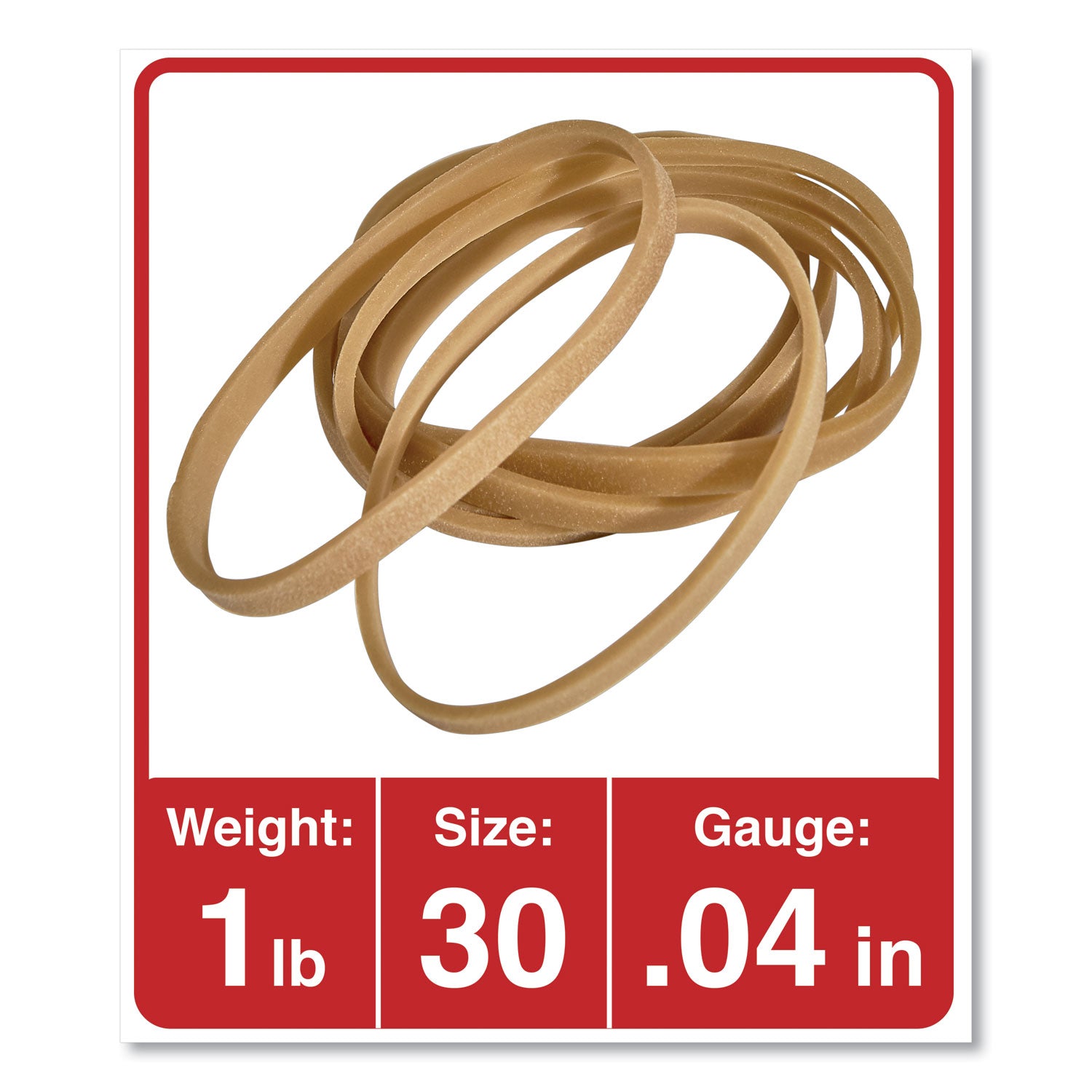 Rubber Bands, Size 30, 0.04" Gauge, Beige, 1 lb Box, 1,100/Pack -