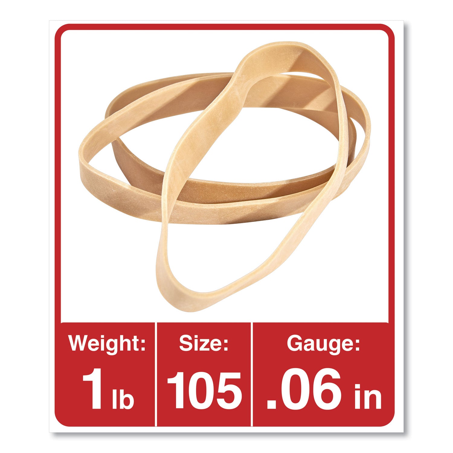 Rubber Bands, Size 105, 0.06" Gauge, Beige, 1 lb Box, 55/Pack -
