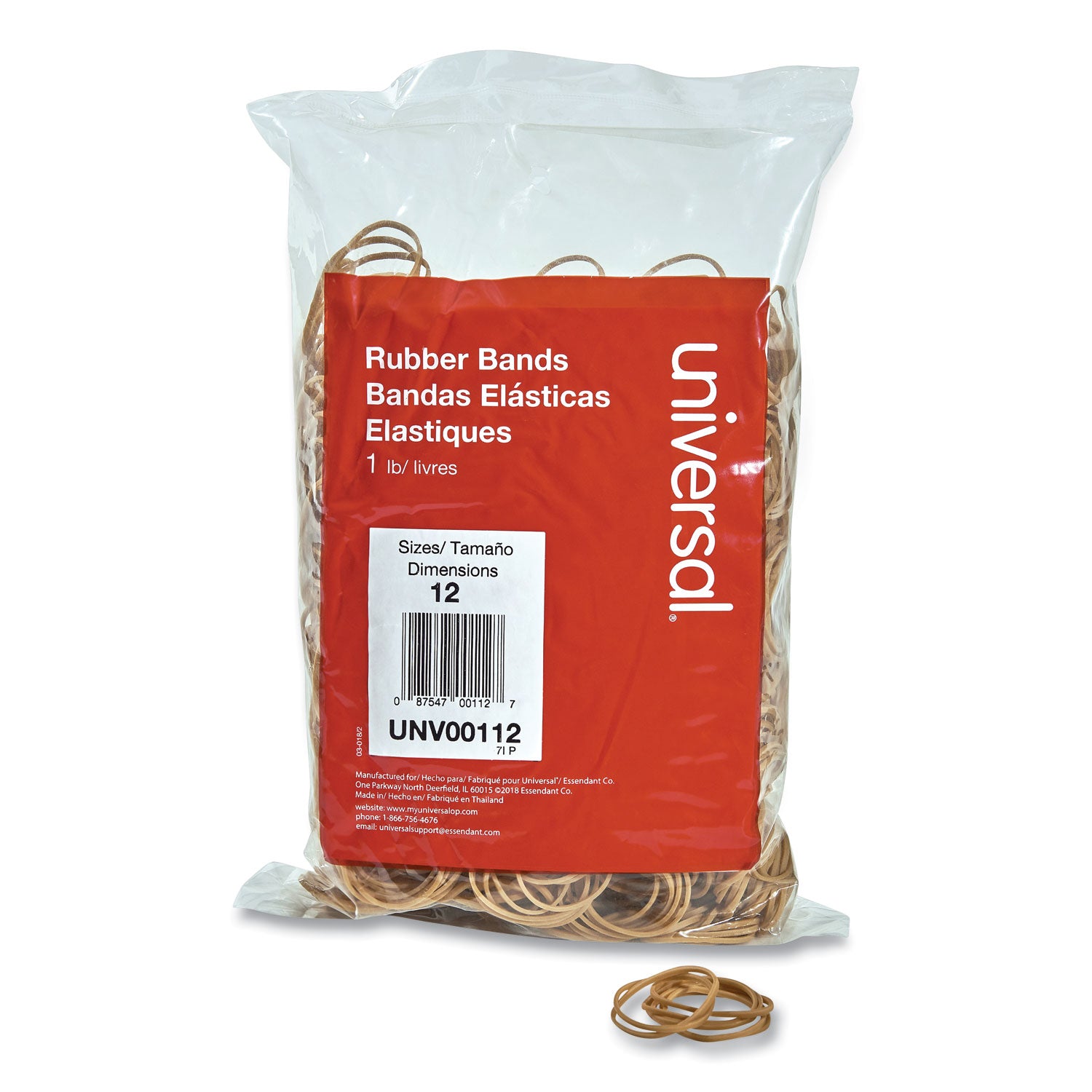 Rubber Bands, Size 12, 0.04" Gauge, Beige, 1 lb Box, 2,500/Pack -