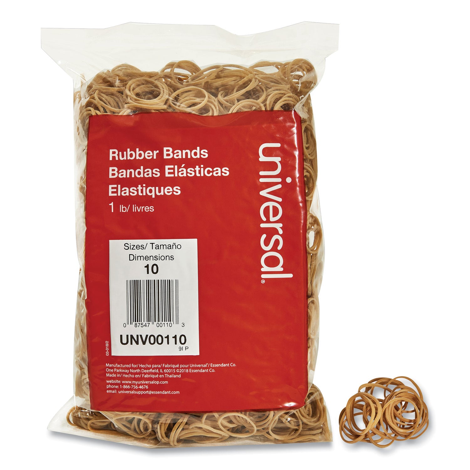 Rubber Bands, Size 10, 0.04" Gauge, Beige, 1 lb Box, 3,400/Pack -