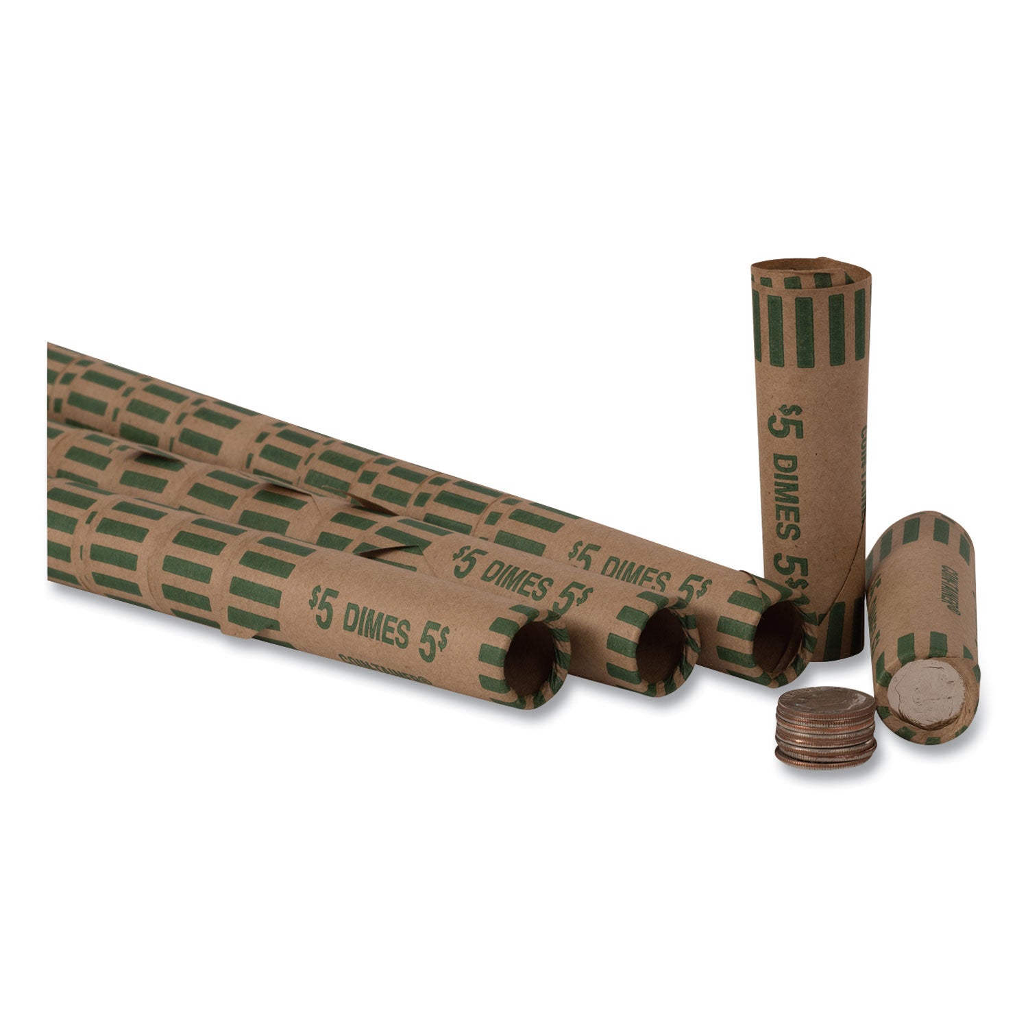 Preformed Tubular Coin Wrappers, Dimes, $5, 1000 Wrappers/Box -