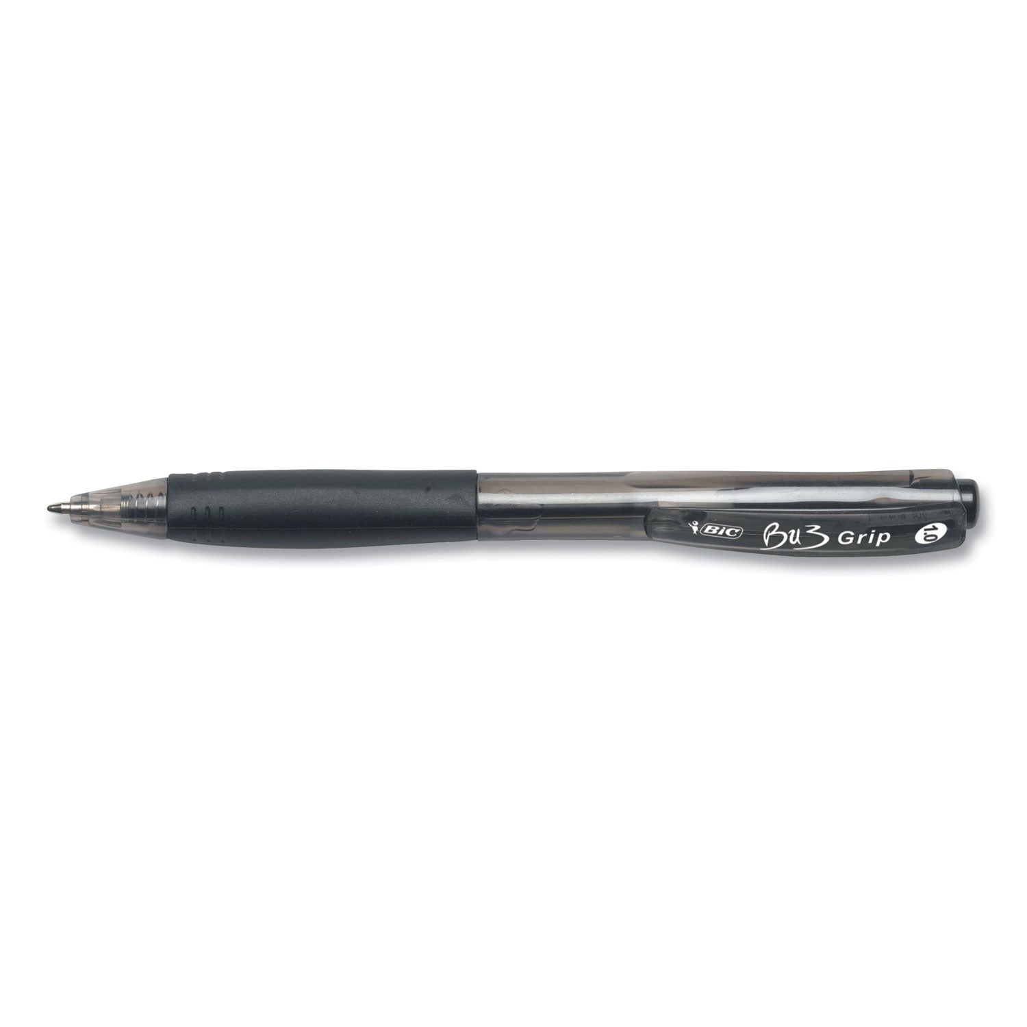 bu3-ballpoint-pen-retractable-medium-1-mm-black-ink-smoke-black-barrel-18-pack_bicbu3p18blk - 1