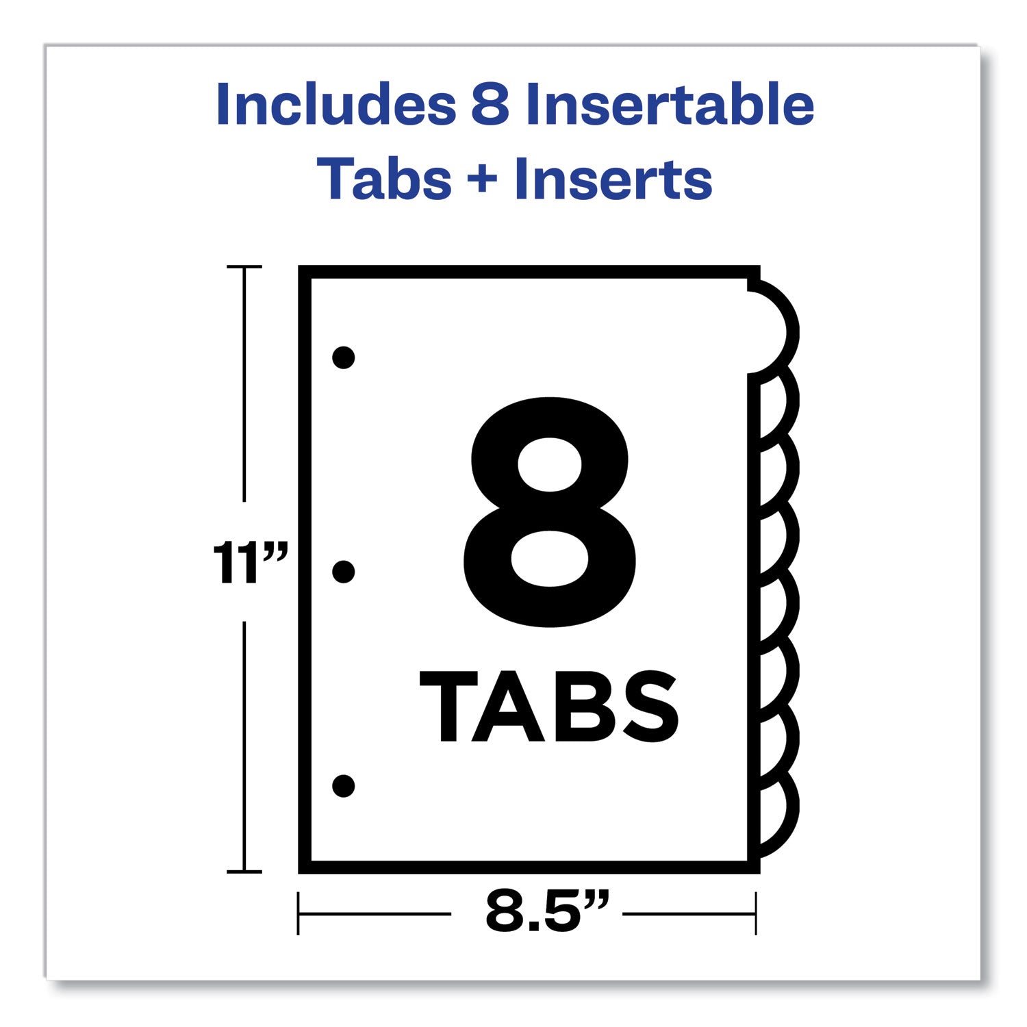 Insertable Style Edge Tab Plastic Dividers, 8-Tab, 11 x 8.5, Translucent, 1 Set -