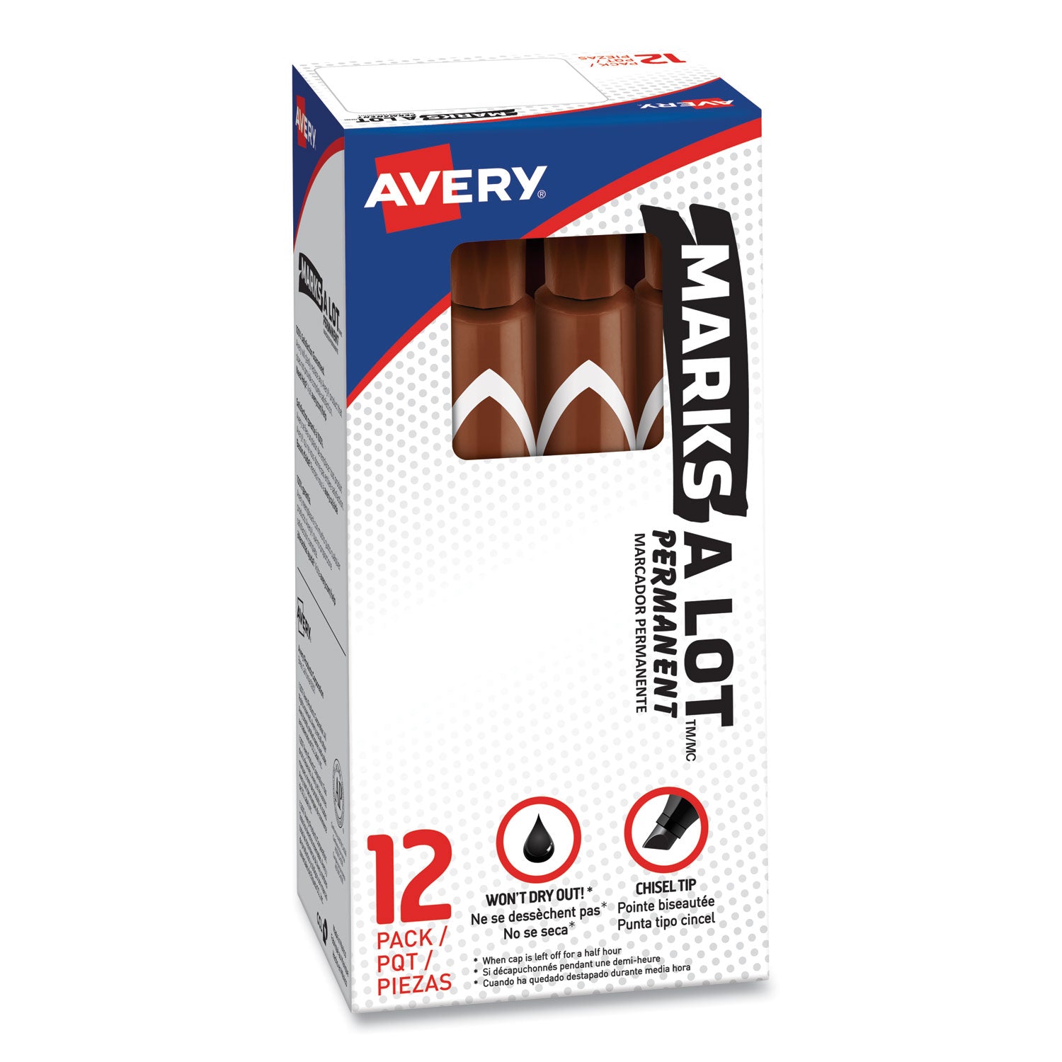 MARKS A LOT Large Desk-Style Permanent Marker, Broad Chisel Tip, Brown, Dozen (8881) -