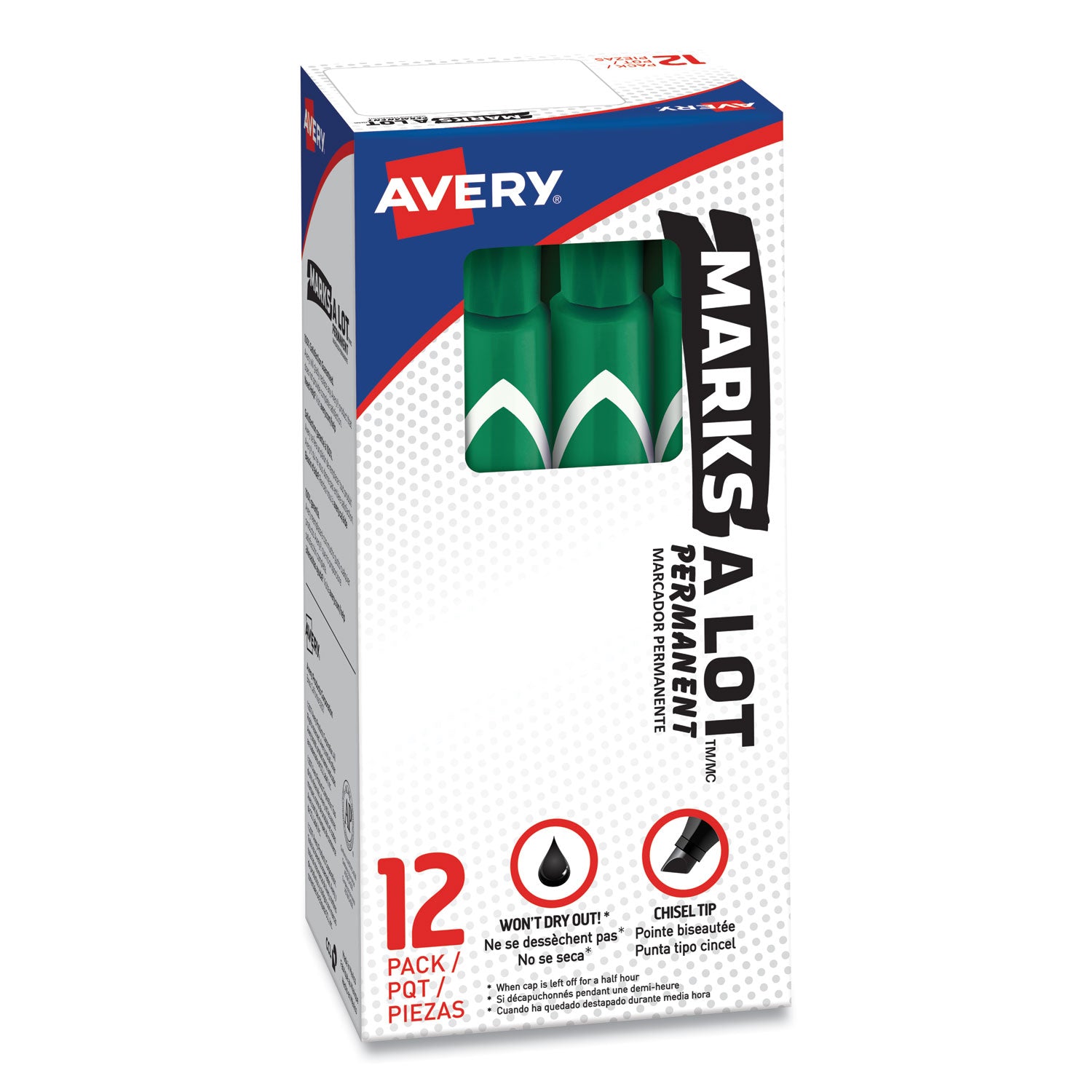 MARKS A LOT Large Desk-Style Permanent Marker, Broad Chisel Tip, Green, Dozen (8885) -