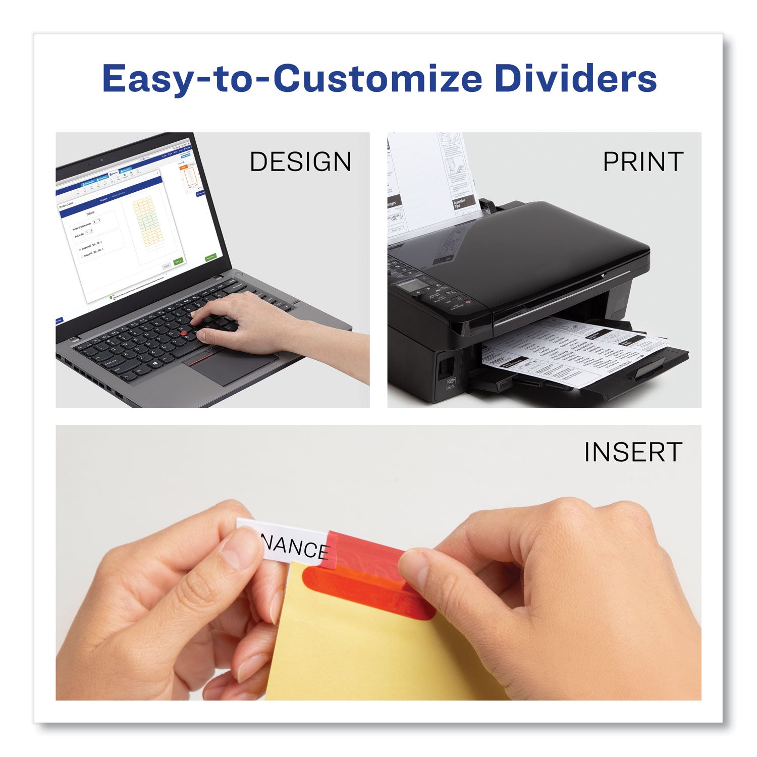 Insertable Big Tab Dividers, 5-Tab, Double-Sided Gold Edge Reinforcing, 11 x 8.5, Buff, Assorted Tabs, 1 Set -