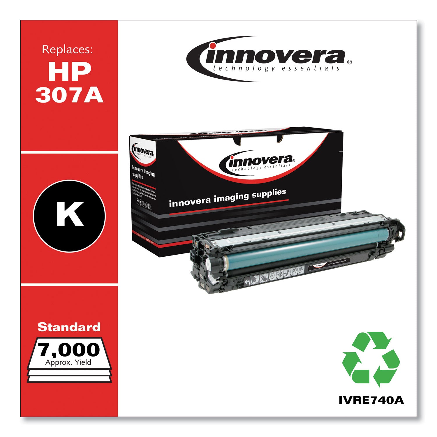 Remanufactured Black Toner, Replacement for 307A (CE740A), 7,000 Page-Yield -