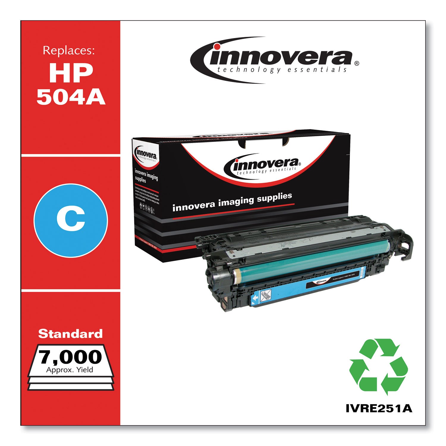 Remanufactured Cyan Toner, Replacement for 504A (CE251A), 7,000 Page-Yield, Ships in 1-3 Business Days -