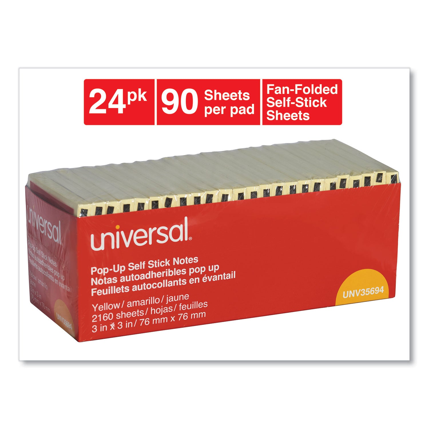 fan-folded-self-stick-pop-up-note-pads-cabinet-pack-3-x-3-yellow-90-sheets-pad-24-pads-pack_unv35694 - 2
