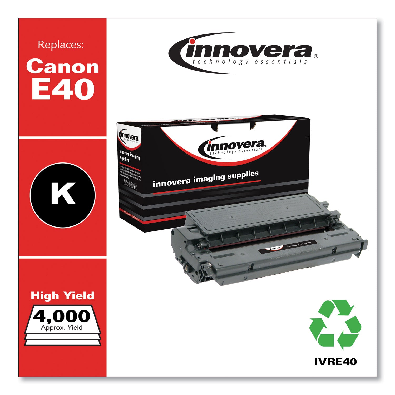 Remanufactured Black High-Yield Toner, Replacement for E40 (1491A002AA), 4,000 Page-Yield -