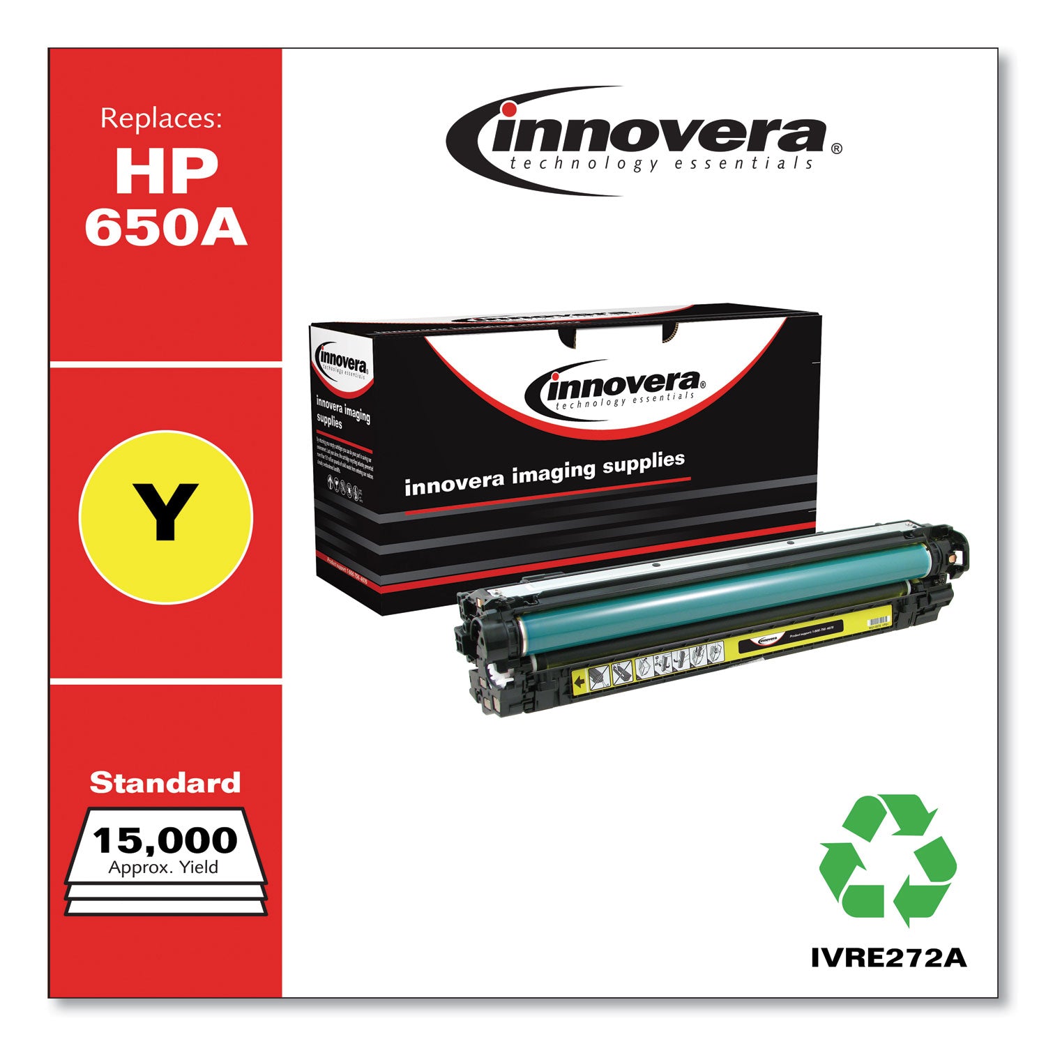 Remanufactured Yellow Toner, Replacement for 650A (CE272A), 15,000 Page-Yield, Ships in 1-3 Business Days -