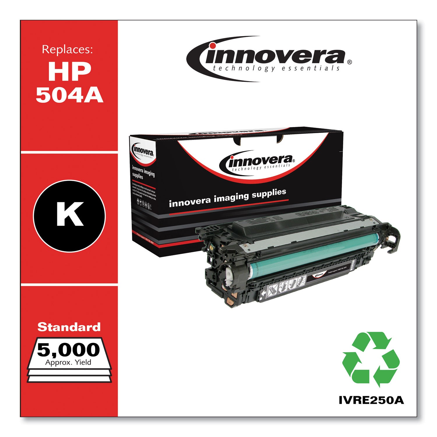 Remanufactured Black Toner, Replacement for 504A (CE250A), 5,000 Page-Yield, Ships in 1-3 Business Days -
