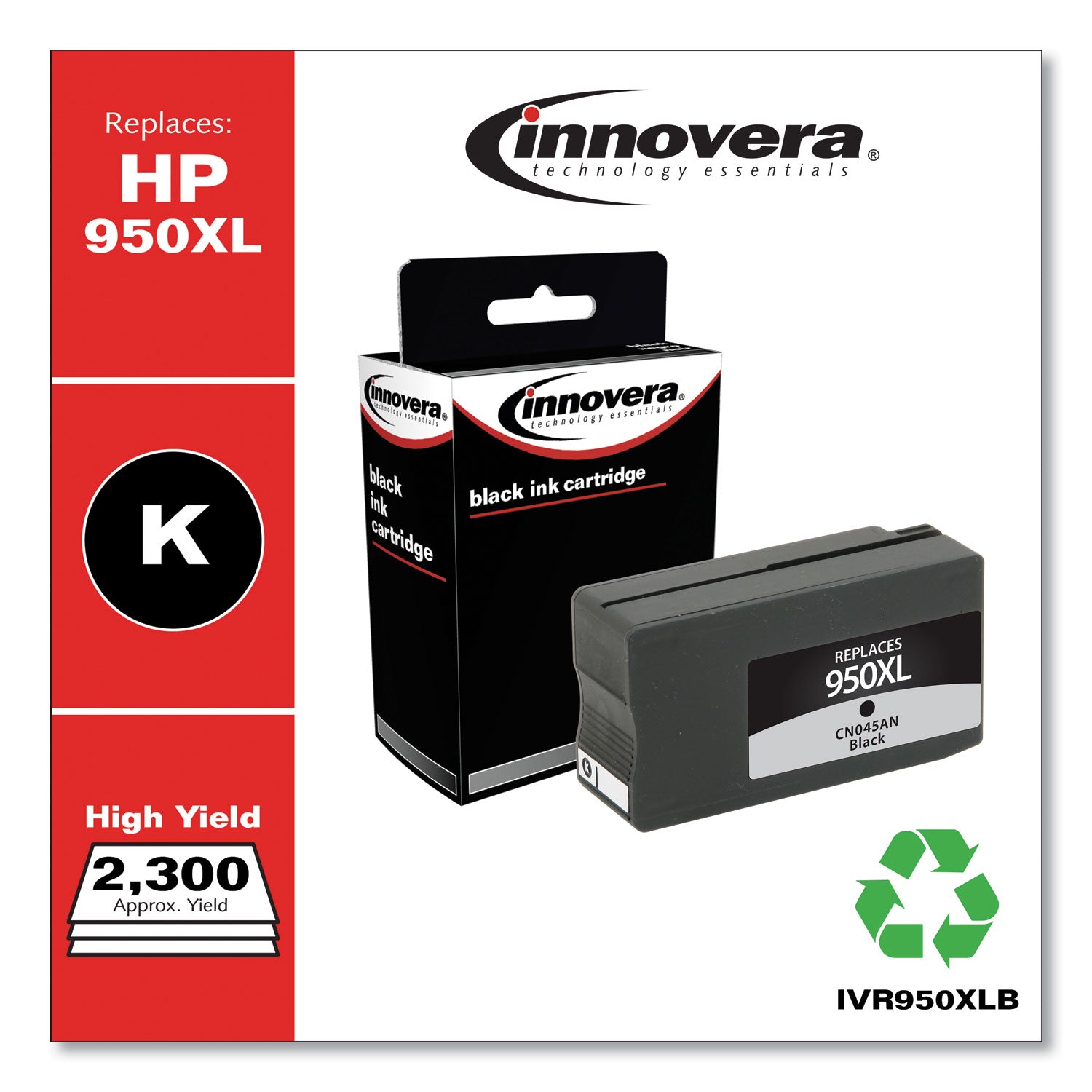 Remanufactured Black High-Yield Ink, Replacement for 950XL (CN045AN), 2,300 Page-Yield -
