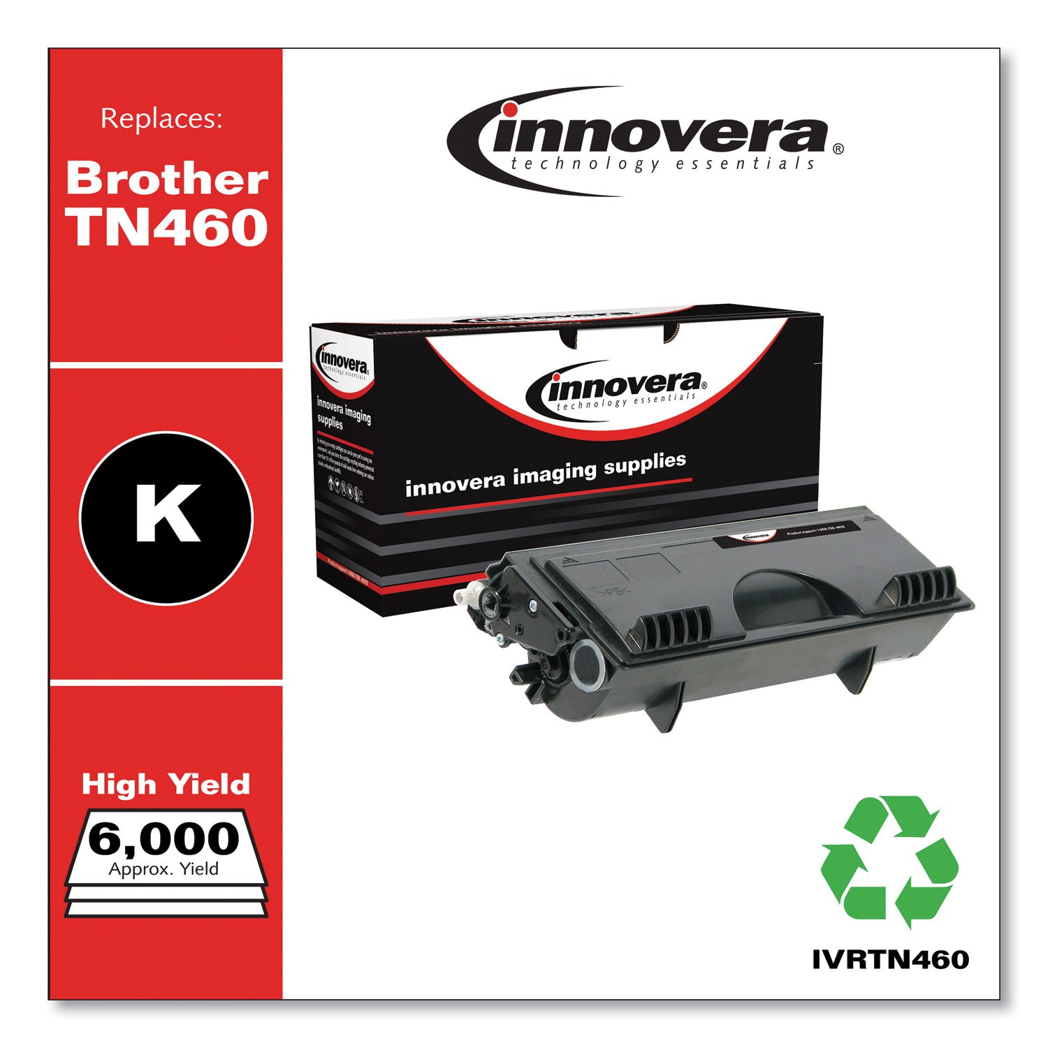 Remanufactured Black High-Yield Toner, Replacement for TN460, 6,000 Page-Yield -