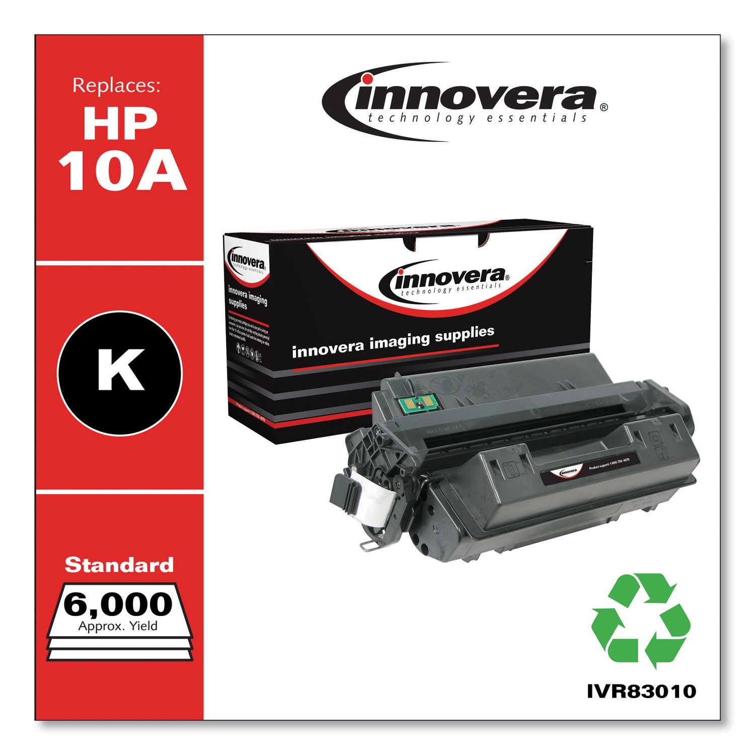 Remanufactured Black Toner, Replacement for 10A (Q2610A), 6,000 Page-Yield -