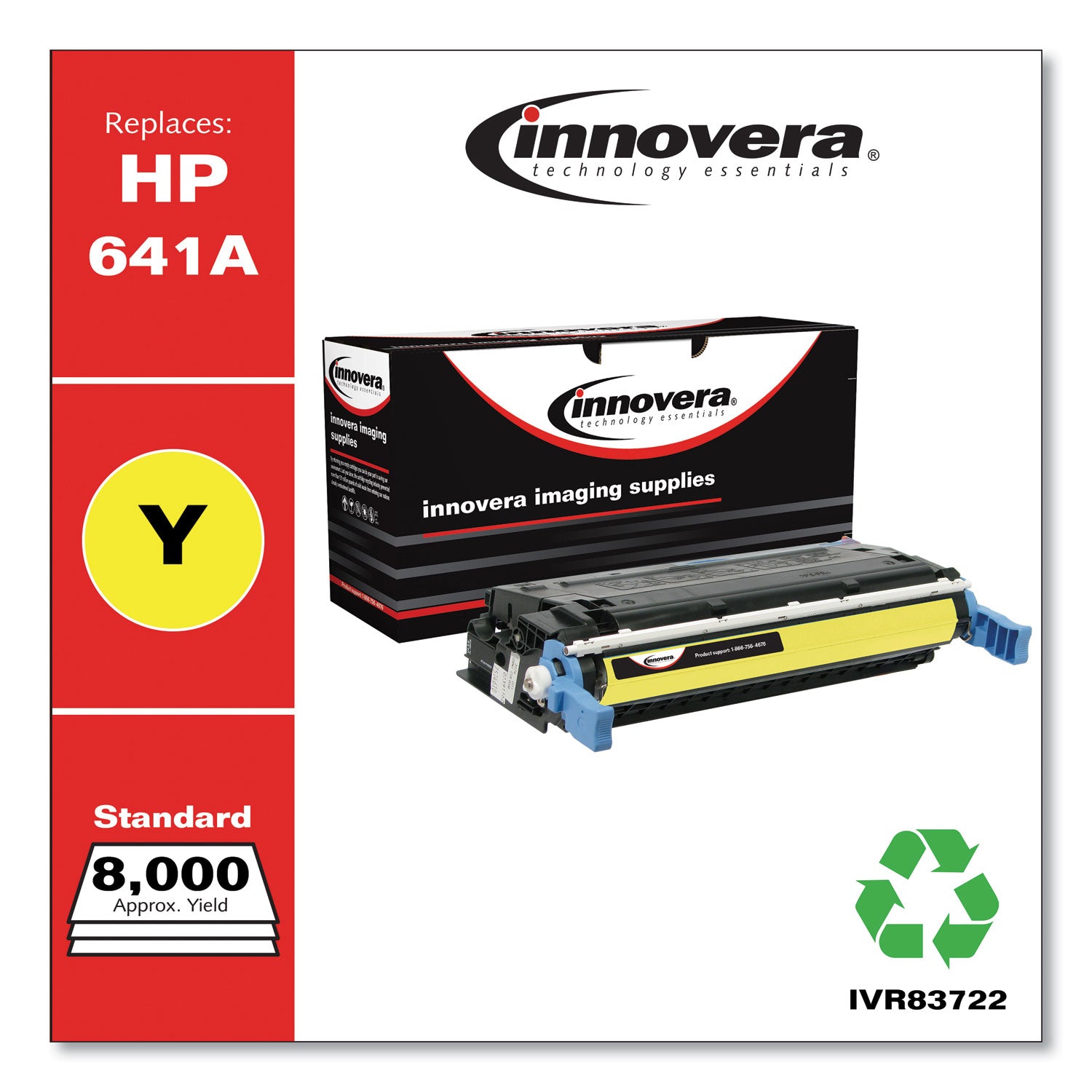 Remanufactured Yellow Toner, Replacement for 641A (C9722A), 8,000 Page-Yield -