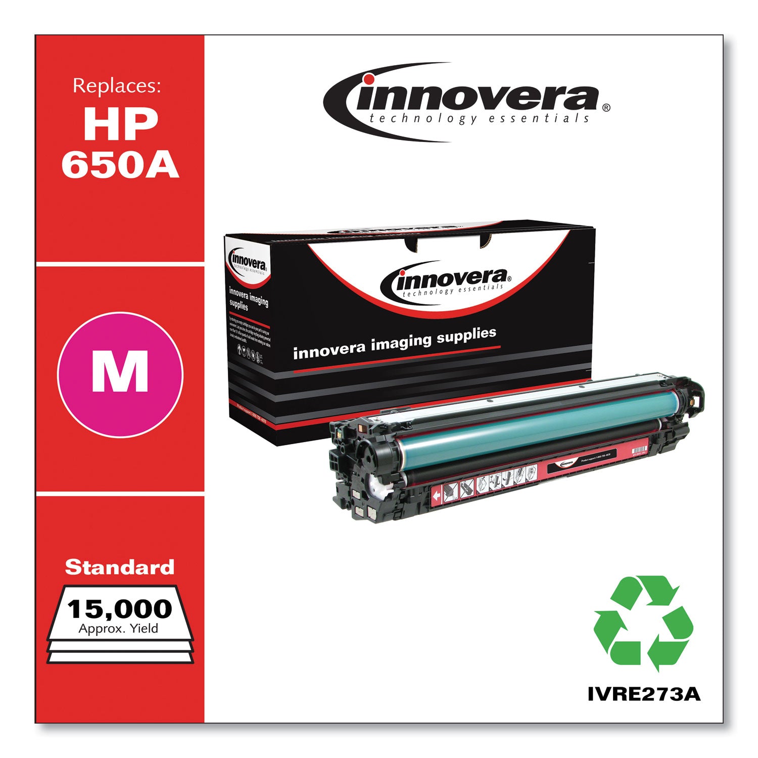 Remanufactured Magenta Toner, Replacement for 650A (CE273A), 15,000 Page-Yield, Ships in 1-3 Business Days -