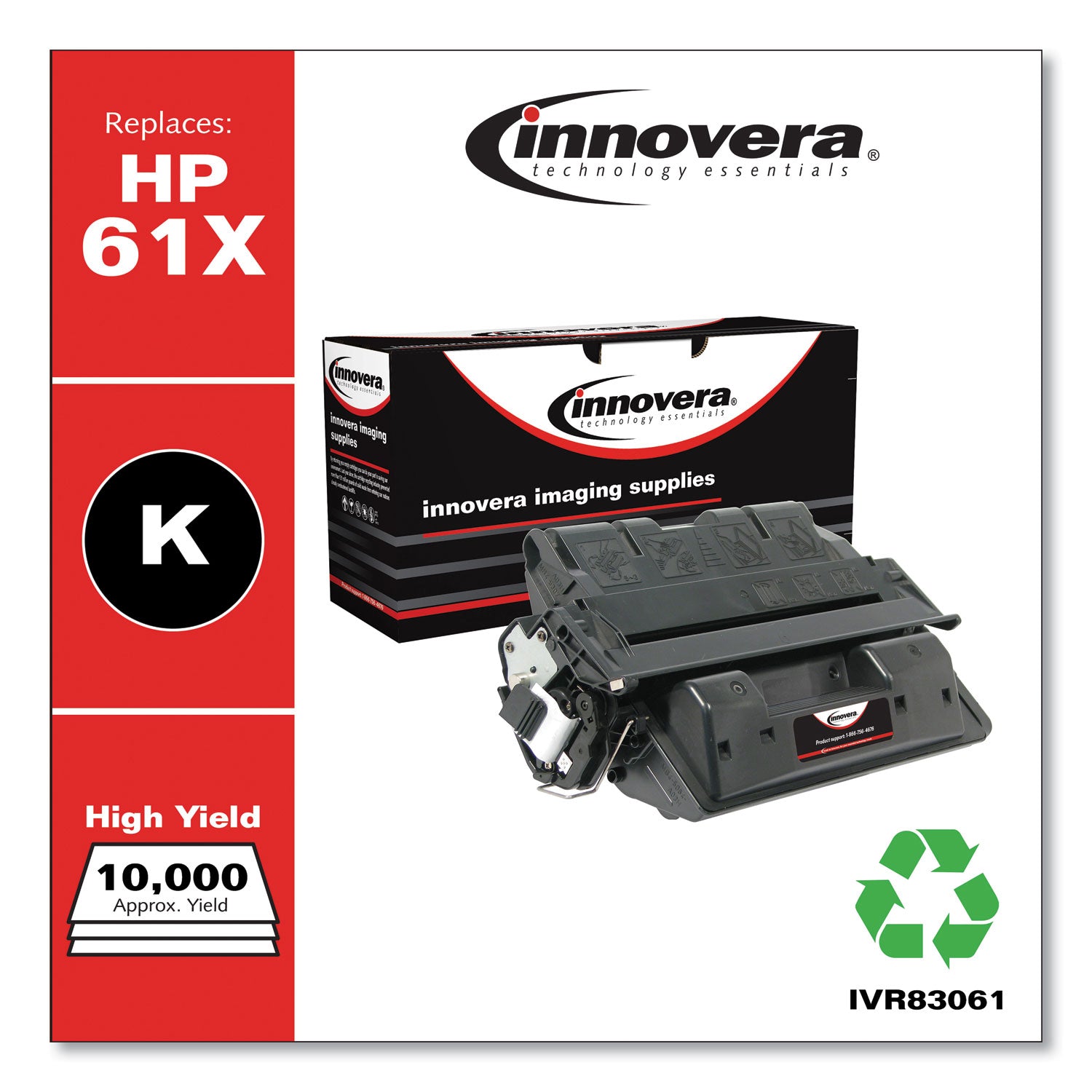 Remanufactured Black High-Yield Toner, Replacement for 61X (C8061X), 10,000 Page-Yield -