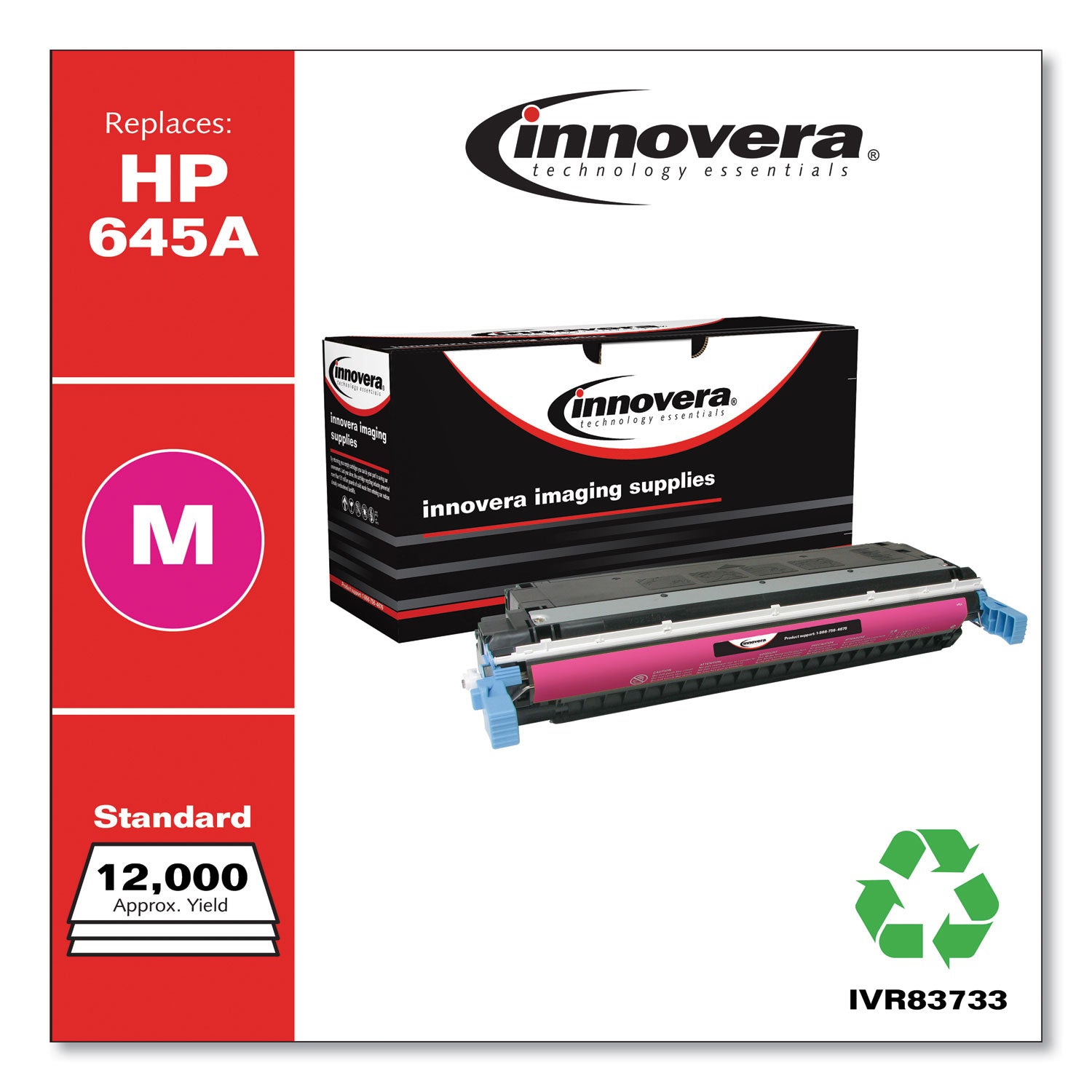 Remanufactured Magenta Toner, Replacement for 645A (C9733A), 12,000 Page-Yield -