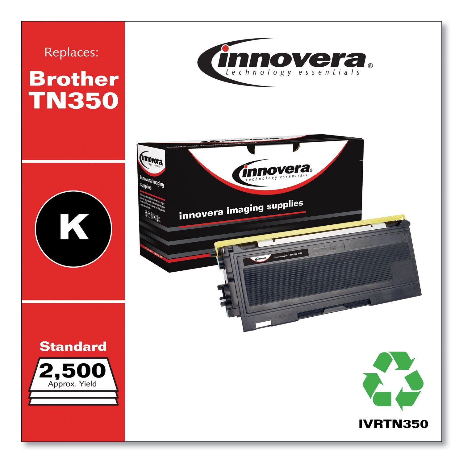 Remanufactured Black Toner, Replacement for TN350, 2,500 Page-Yield -