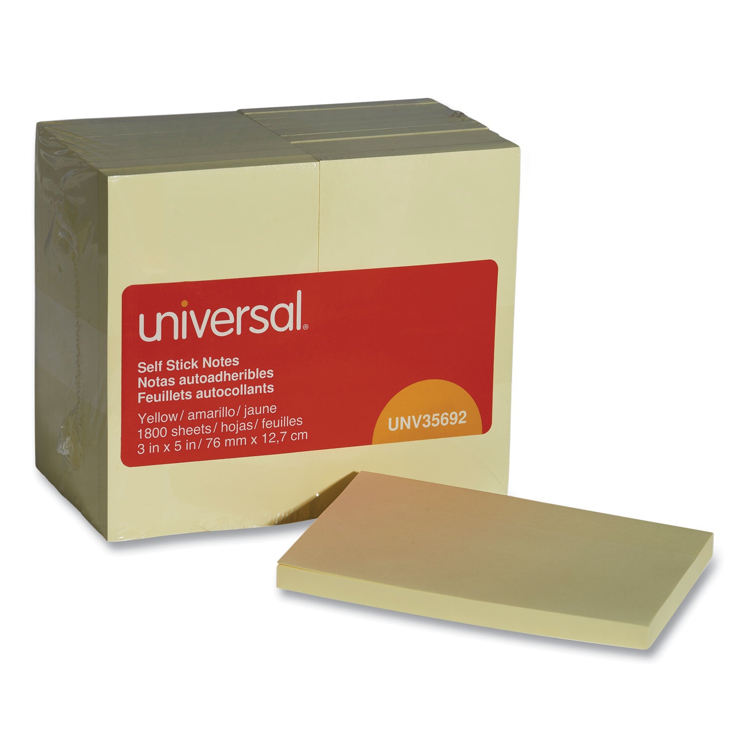 Self-Stick Note Pad Value Pack, 3" x 5", Yellow, 100 Sheets/Pad, 18 Pads/Pack -