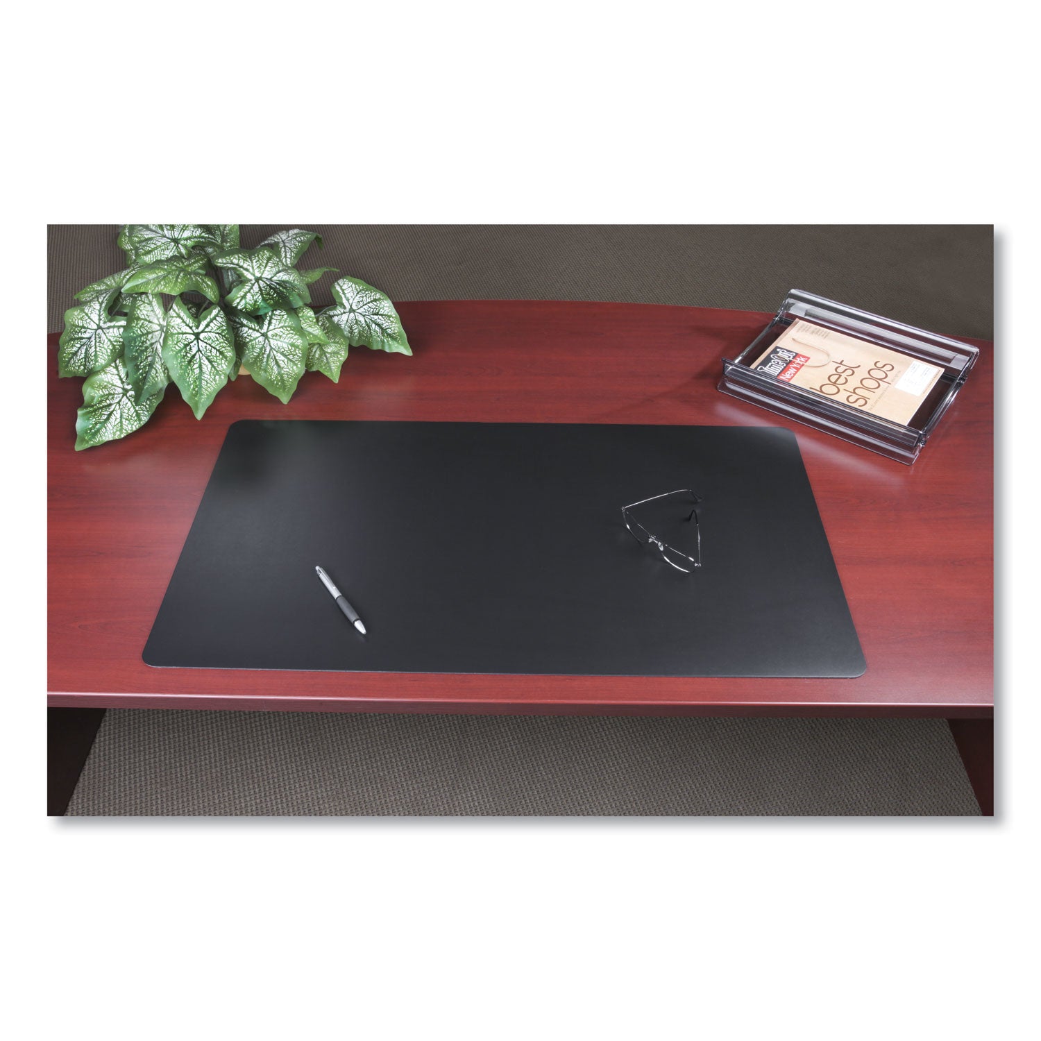 Rhinolin II Desk Pad with Antimicrobial Protection, 24 x 17, Black -