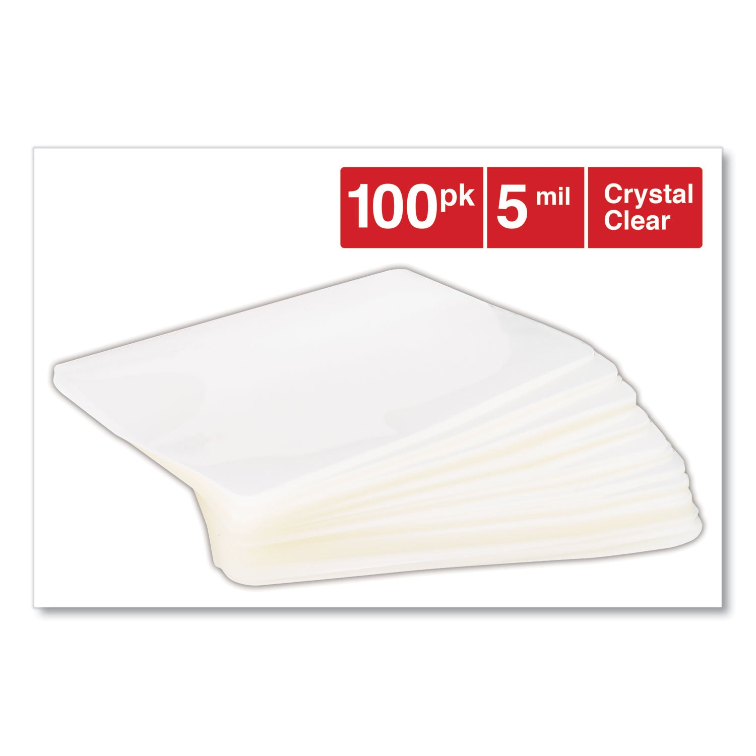 Laminating Pouches, 5 mil, 6.5" x 4.38", Gloss Clear, 100/Box -