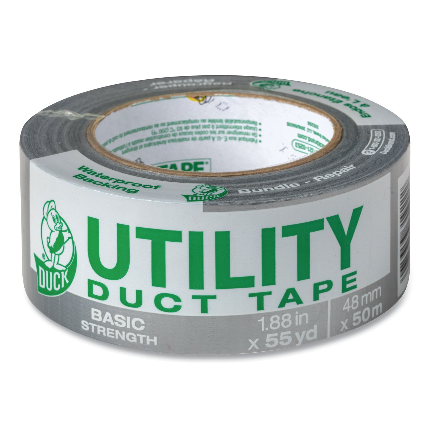 Utility Duct Tape, 3" Core, 1.88" x 55 yds, Silver -