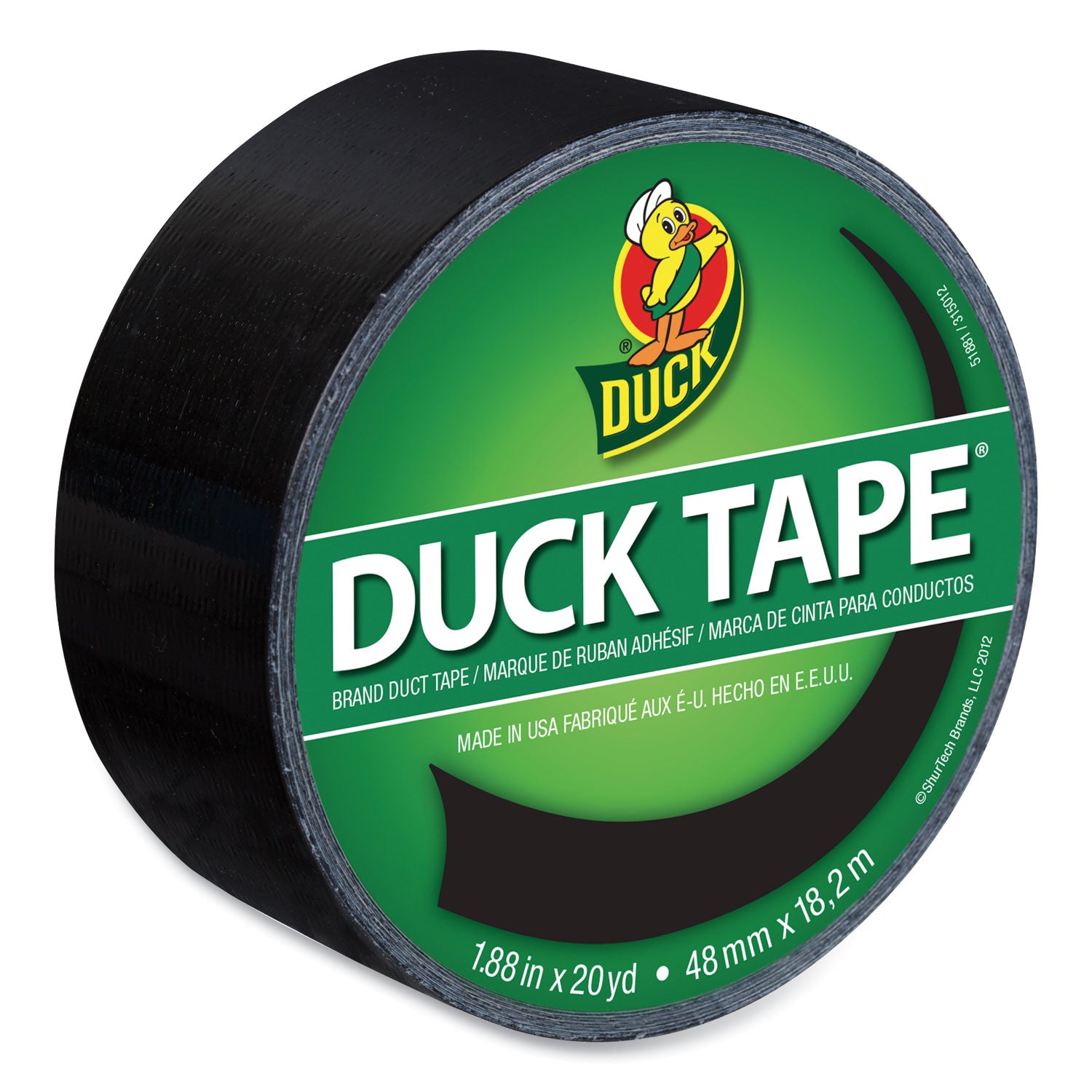 Colored Duct Tape, 3" Core, 1.88" x 20 yds, Black -