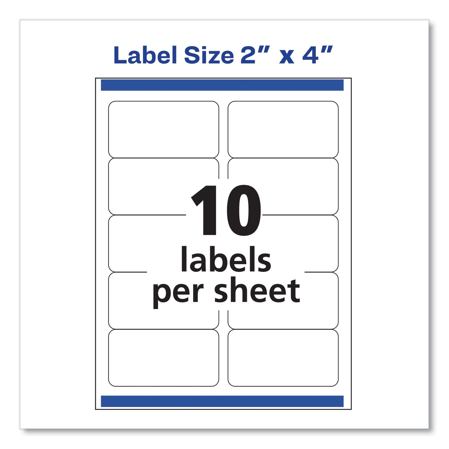 Shipping Labels w/ TrueBlock Technology, Inkjet Printers, 2 x 4, White, 10/Sheet, 25 Sheets/Pack -