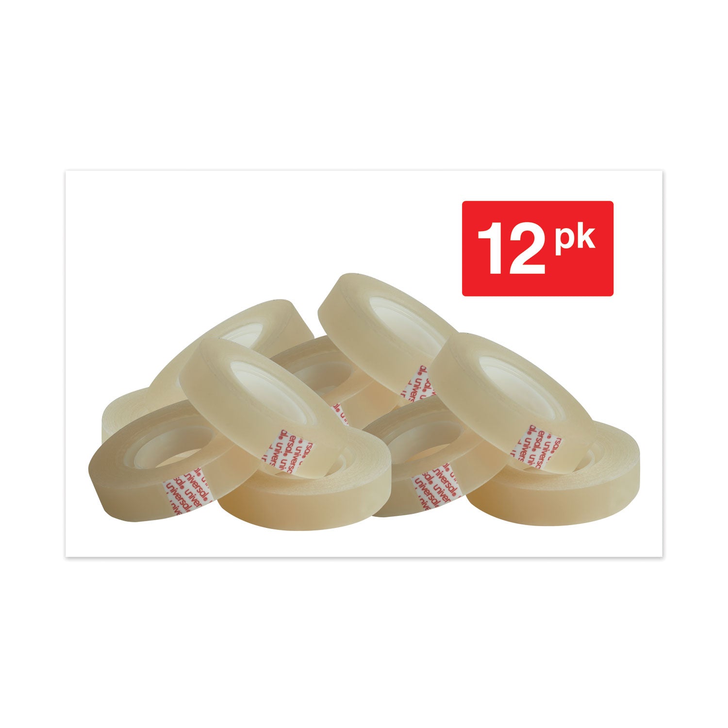 Invisible Tape, 1" Core, 0.5" x 36 yds, Clear, 12/Pack -