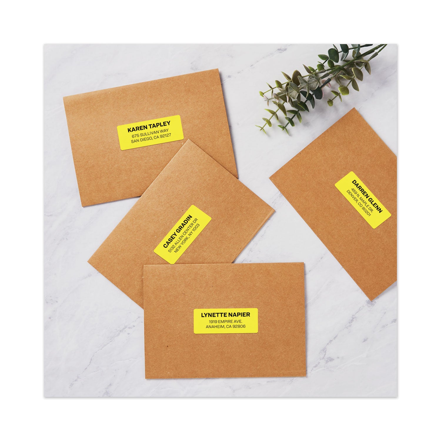 High-Visibility Permanent Laser ID Labels, 1 x 2.63, Neon Yellow, 750/Pack -