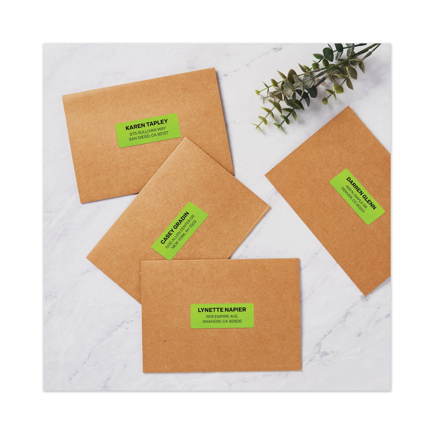 High-Visibility Permanent Laser ID Labels, 1 x 2.63, Neon Green, 750/Pack -