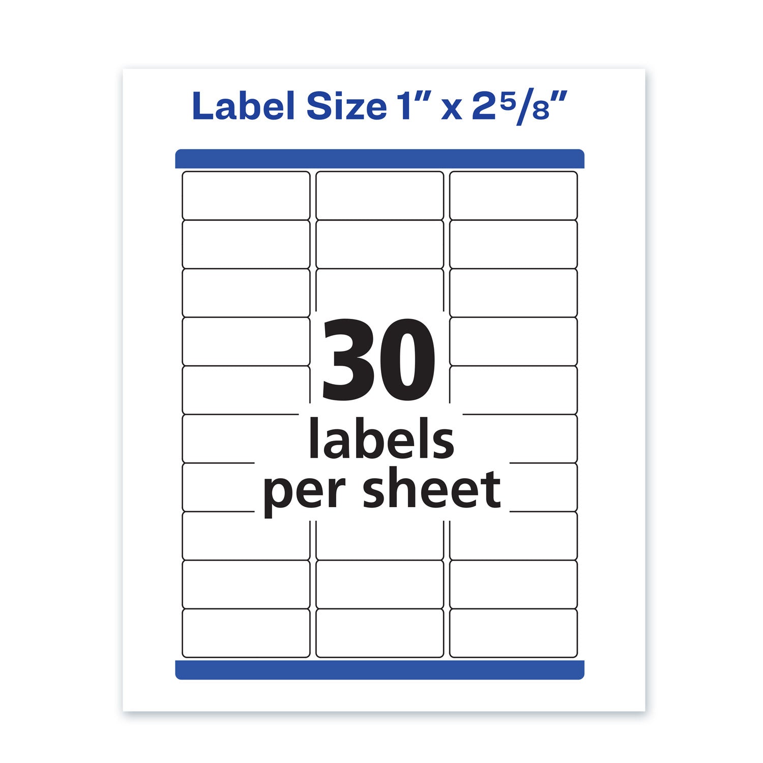 Waterproof Address Labels with TrueBlock and Sure Feed, Laser Printers, 1 x 2.63, White, 30/Sheet, 50 Sheets/Pack -