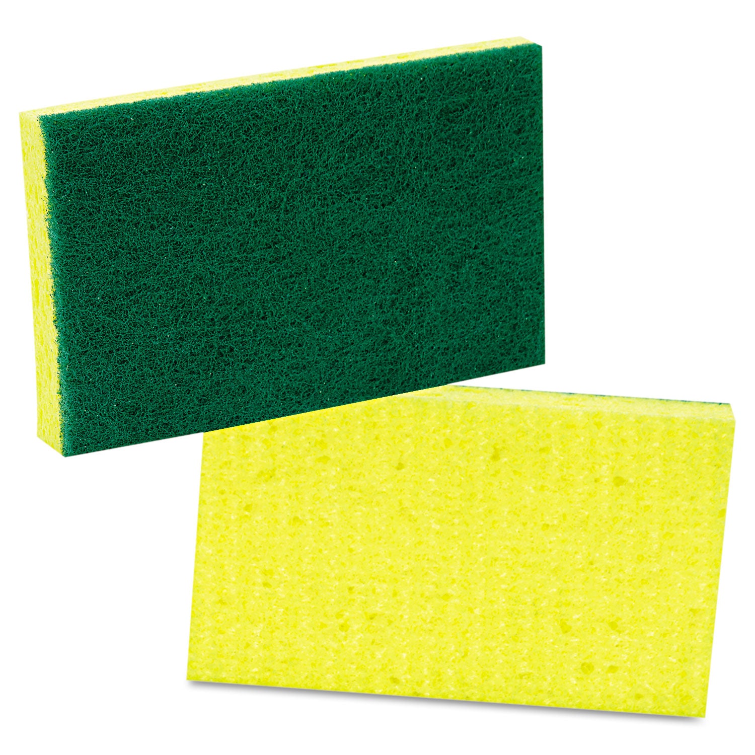 Medium-Duty Scrubbing Sponge, 3.6 x 6.1, 0.7" Thick, Yellow/Green, 20/Carton -