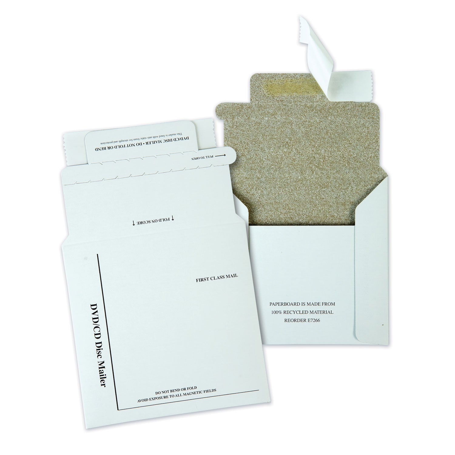 Disk/CD Foam-Lined Mailers for CDs/DVDs, Square Flap, Redi-Strip Adhesive Closure, 5.13 x 5, White, 25/Box -