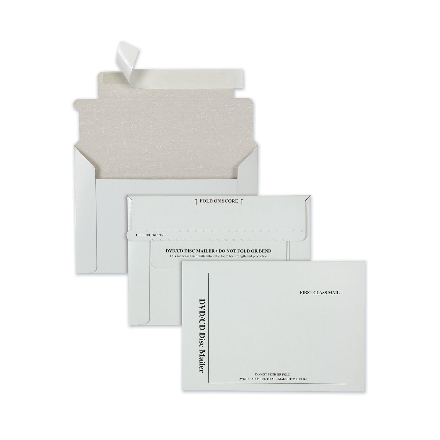 Disk/CD Foam-Lined Mailers for CDs/DVDs, Square Flap, Redi-Strip Adhesive Closure, 8.5 x 6, White, 25/Box -