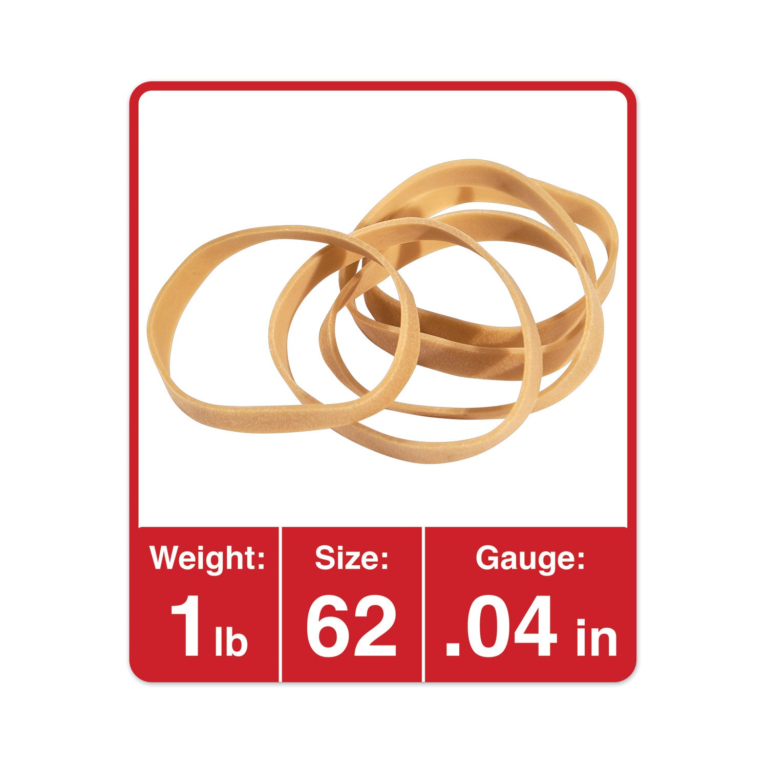 Rubber Bands, Size 62, 0.04" Gauge, Beige, 1 lb Box, 490/Pack -