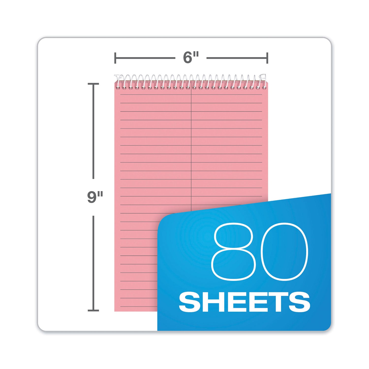Prism Steno Pads, Gregg Rule, Pink Cover, 80 Pink 6 x 9 Sheets, 4/Pack -