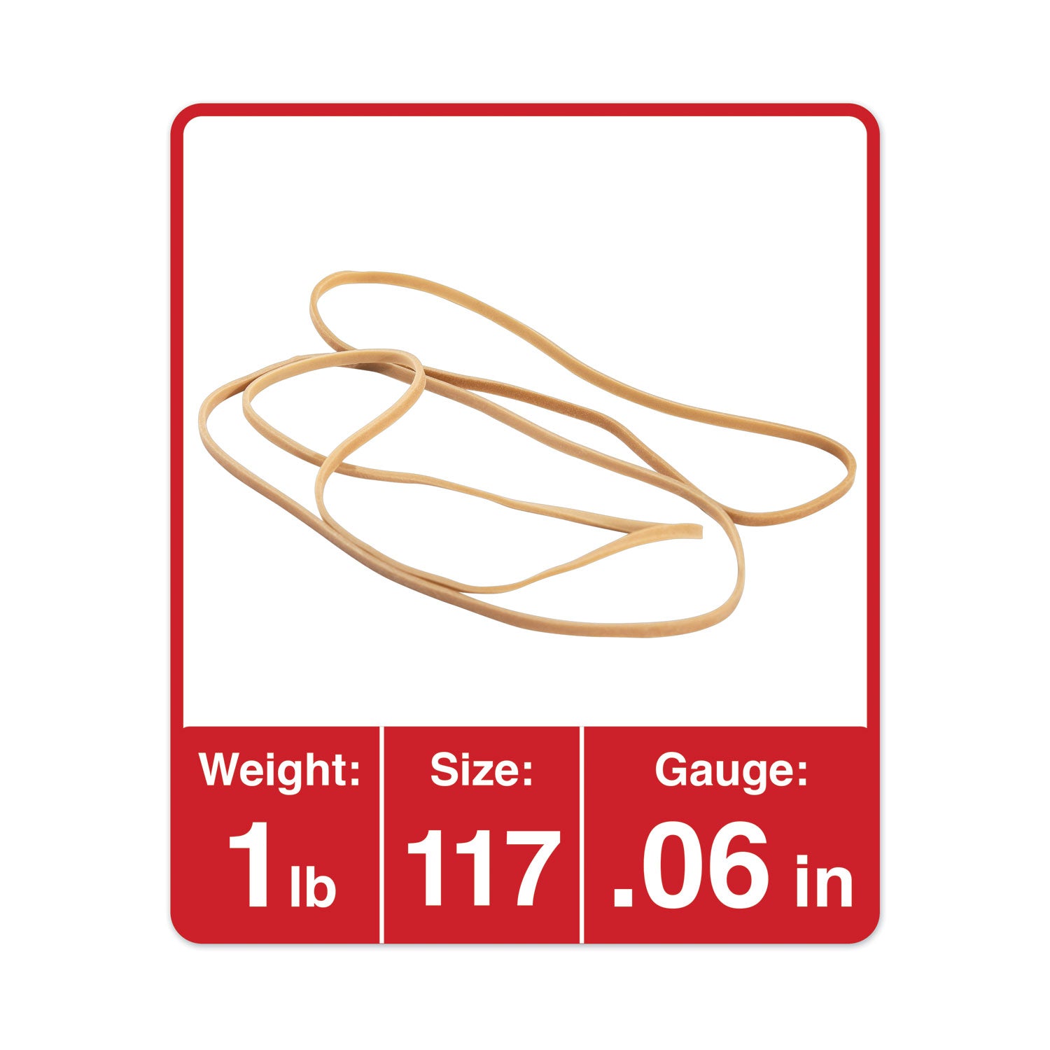 Rubber Bands, Size 117, 0.06" Gauge, Beige, 1 lb Box, 210/Pack -