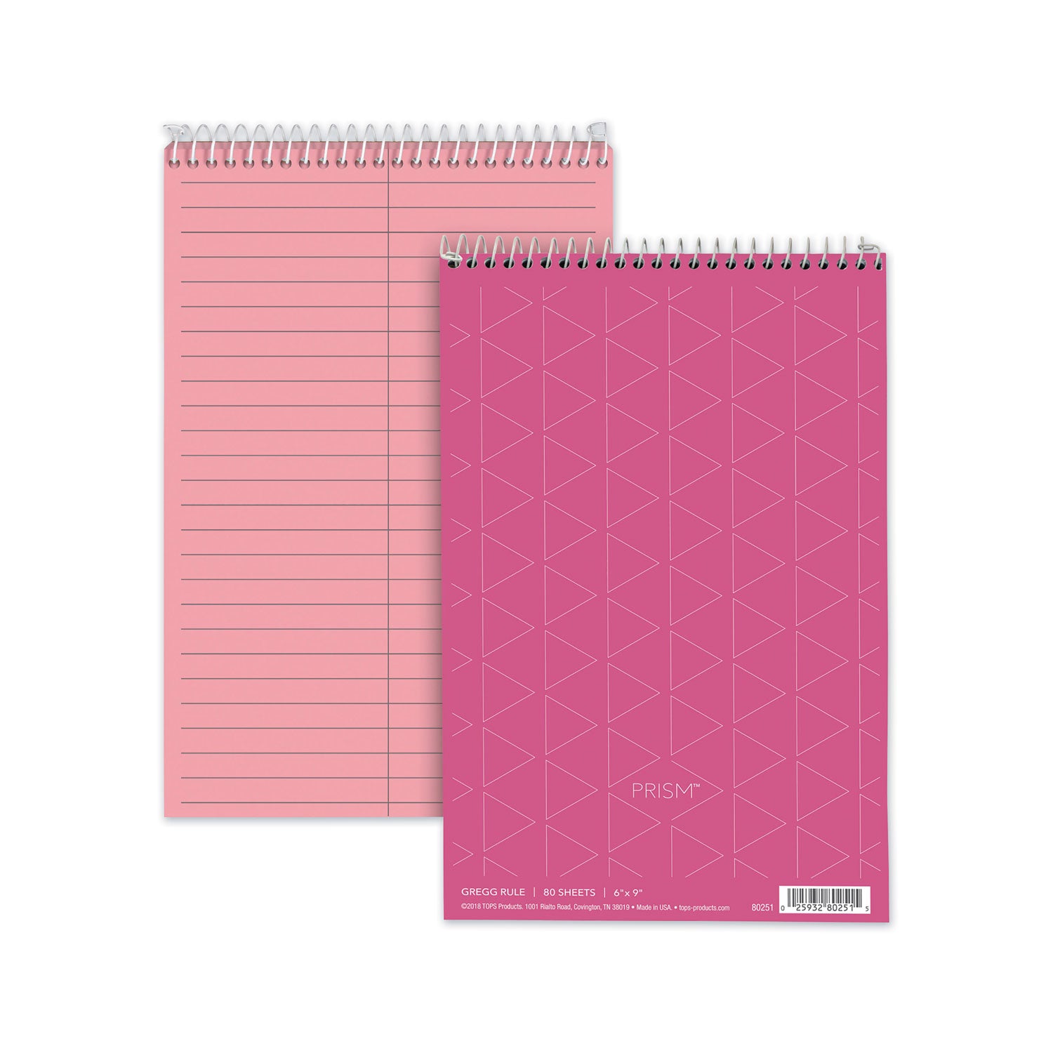 Prism Steno Pads, Gregg Rule, Pink Cover, 80 Pink 6 x 9 Sheets, 4/Pack -