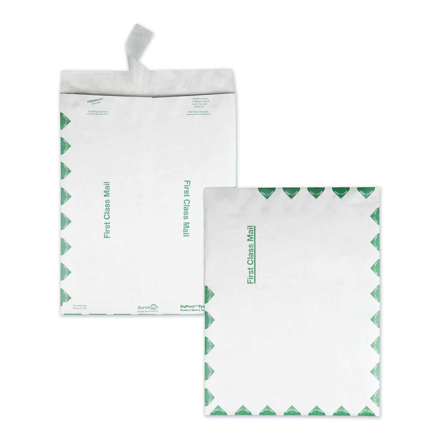 Lightweight 14 lb Tyvek Catalog Mailers, First Class, #15 1/2, Square Flap, Redi-Strip Closure, 12 x 15.5, White, 100/Box -