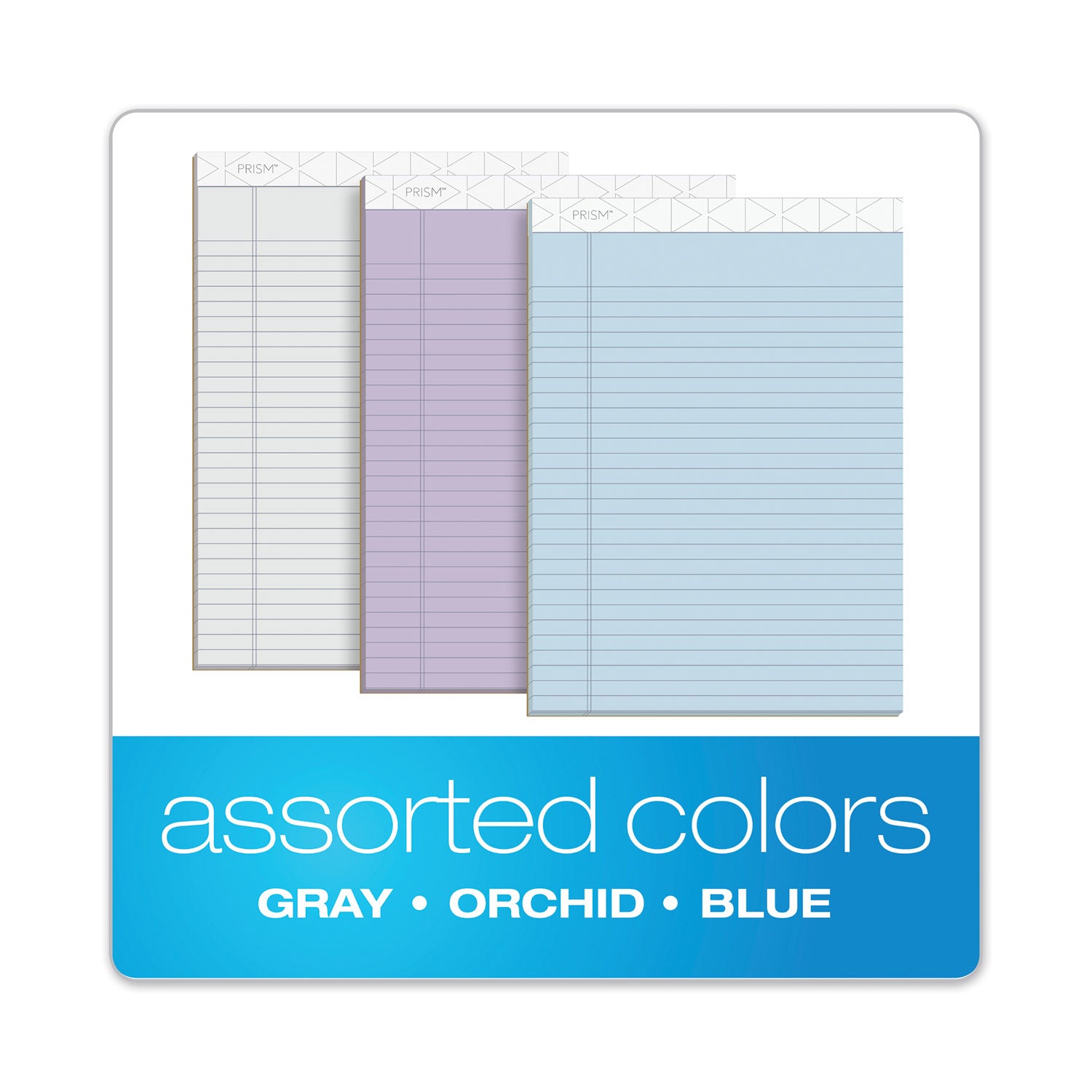 Prism + Colored Writing Pads, Wide/Legal Rule, 50 Assorted Pastel-Color 8.5 x 11.75 Sheets, 6/Pack -