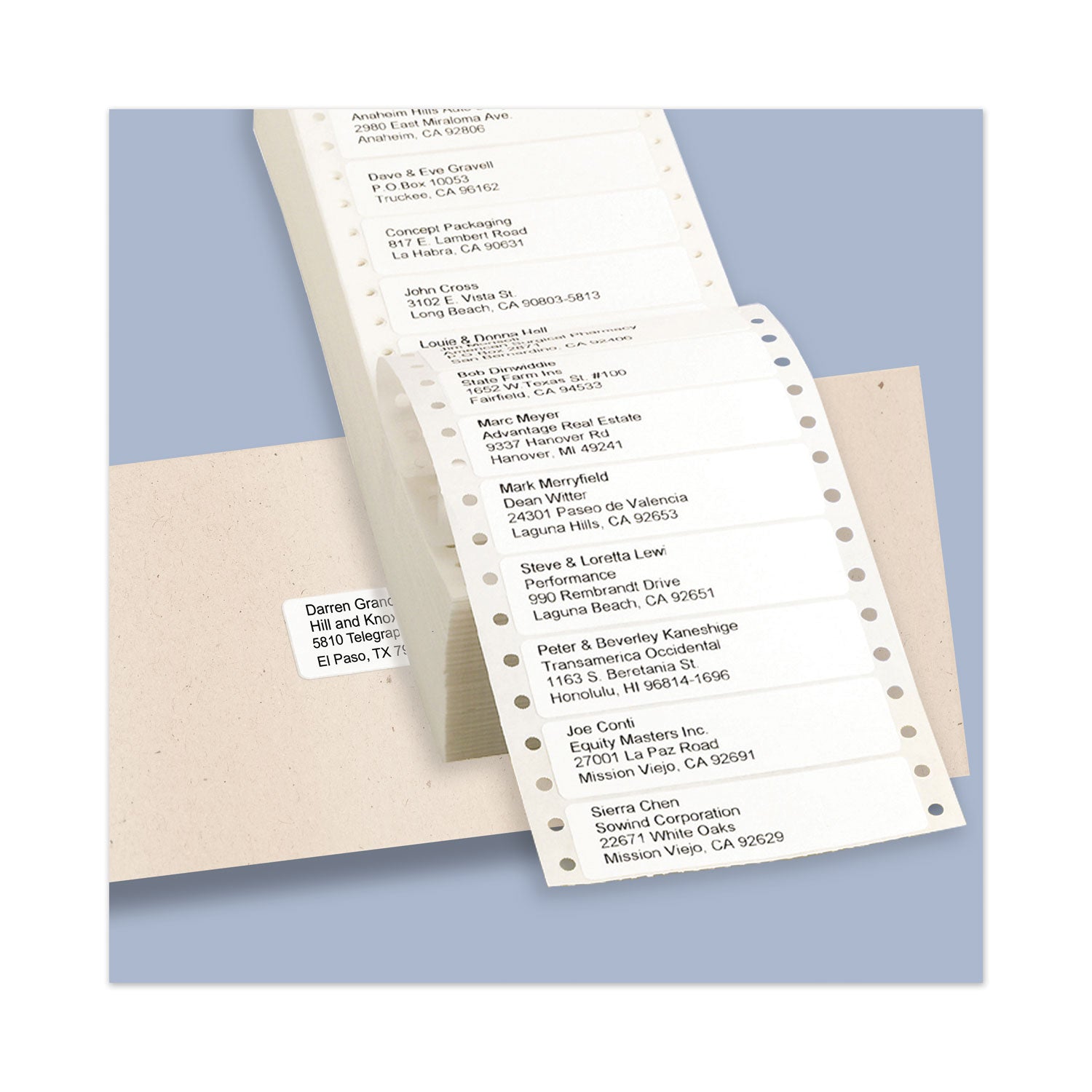 Dot Matrix Printer Mailing Labels, Pin-Fed Printers, 0.94 x 3.5, White, 5,000/Box -