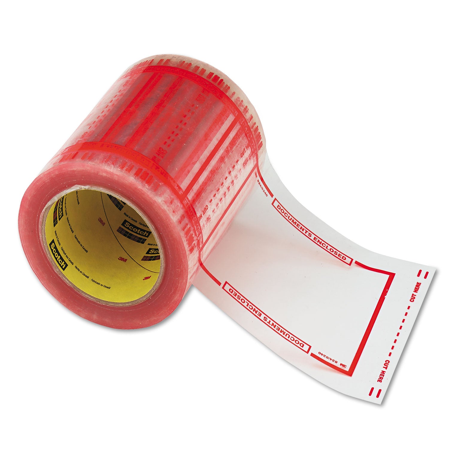 Pouch Tape, 3" Core, 5" x 6", Transparent, Orange Border -