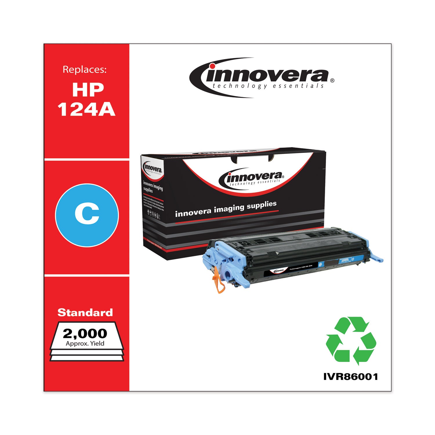 Remanufactured Cyan Toner, Replacement for 124A (Q6001A), 2,000 Page-Yield -