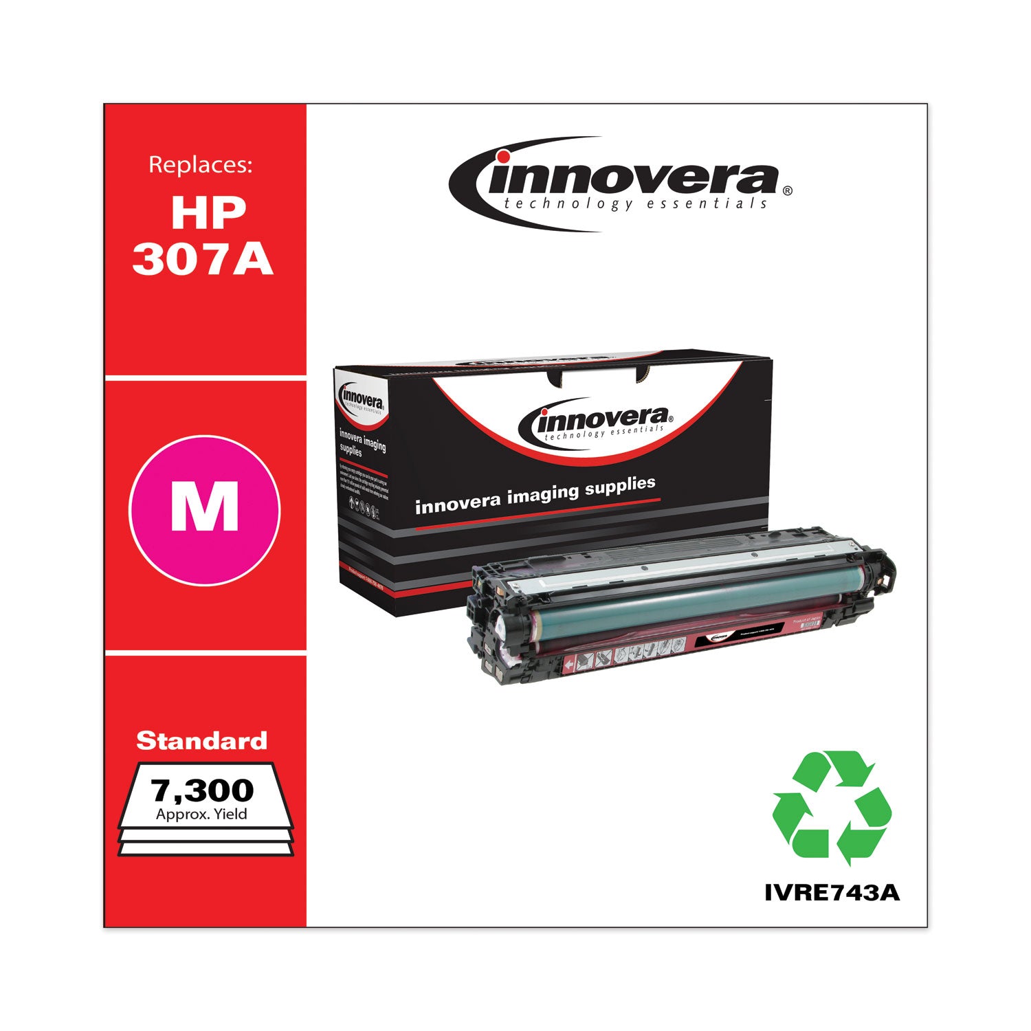Remanufactured Magenta Toner, Replacement for 307A (CE743A), 7,300 Page-Yield, Ships in 1-3 Business Days -